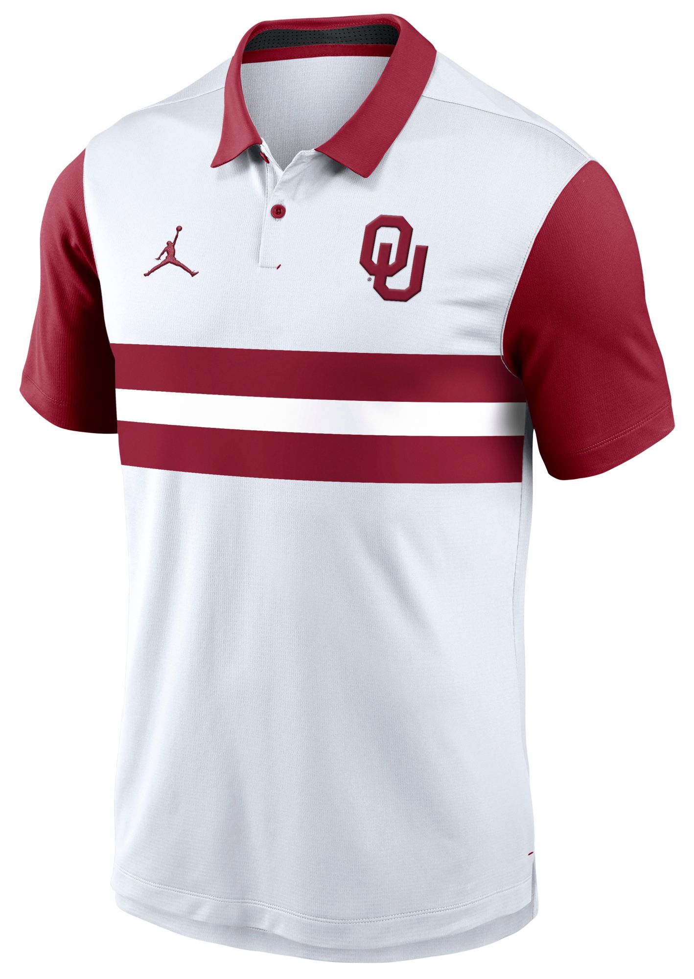 Jordan Men's Oklahoma Sooners White/Crimson Campus Patterned Polo