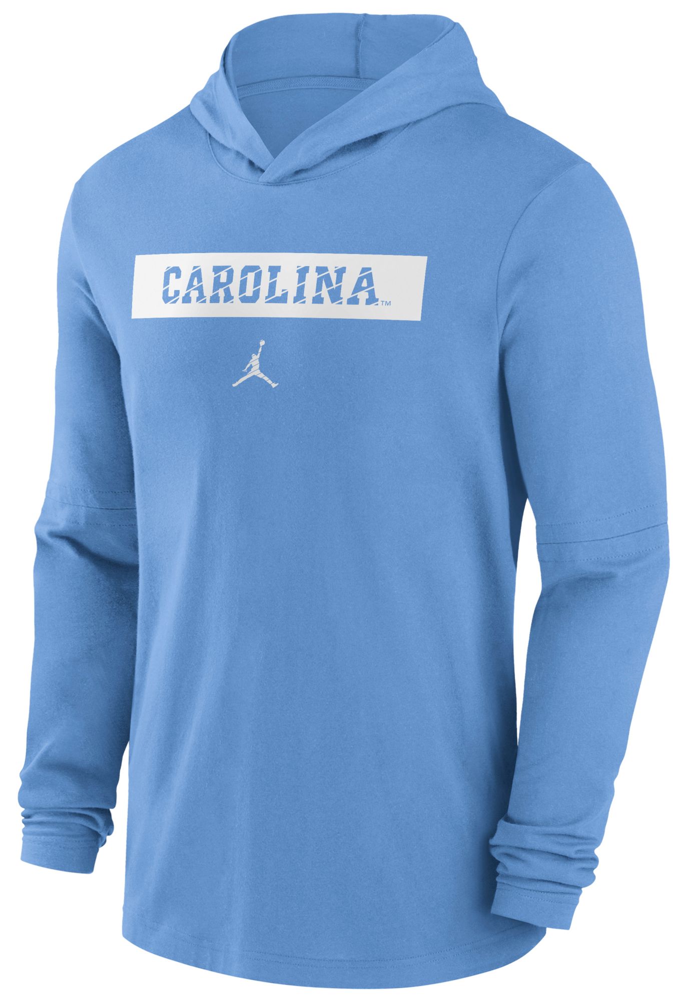 Jordan Men's North Carolina Tar Heels Carolina Blue Dri-FIT Lightweight Hooded Long Sleeve T-Shirt