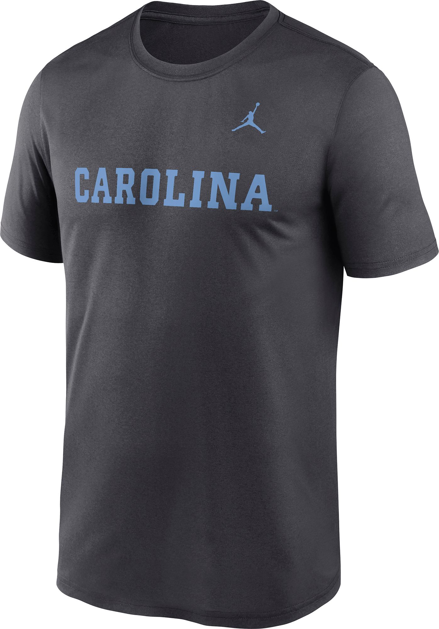 Jordan Men's North Carolina Tar Heels Dark Grey Heather Dri-FIT Legend Wordmark T-Shirt