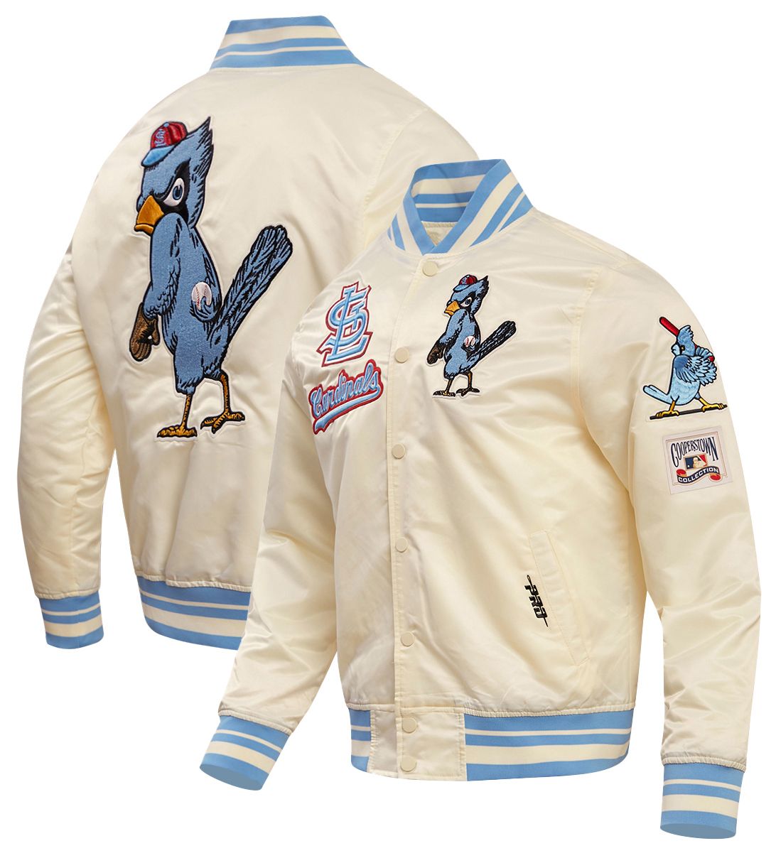 Pro Standard Men's St. Louis Cardinals Cream Retro Rib Satin Jacket