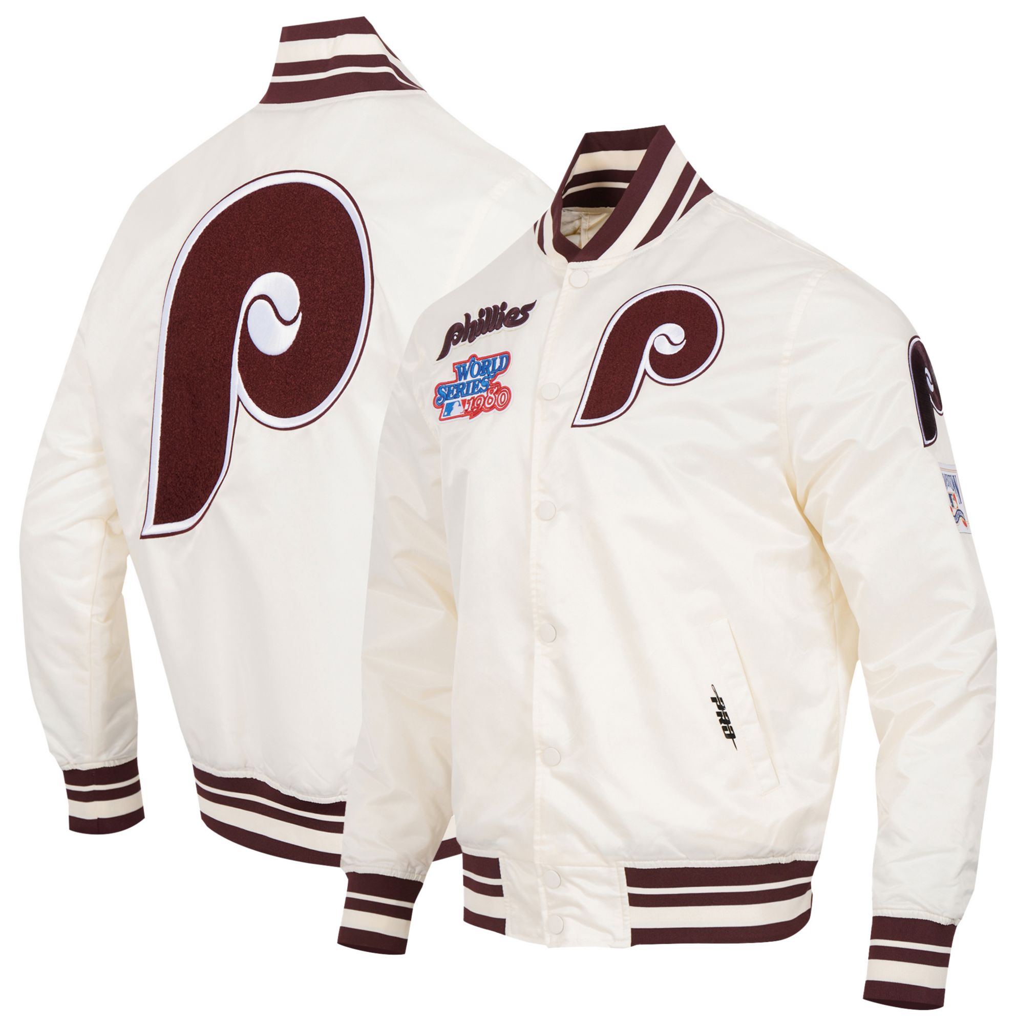 Pro Standard Men's Philadelphia Phillies Cream Retro Rib Satin Jacket