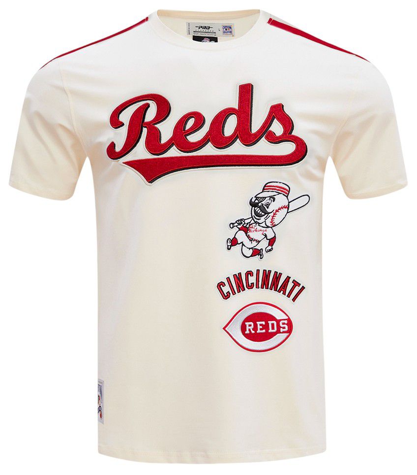 Pro Standard Men's Cincinnati Reds Cream Retro Stripe T-Shirt