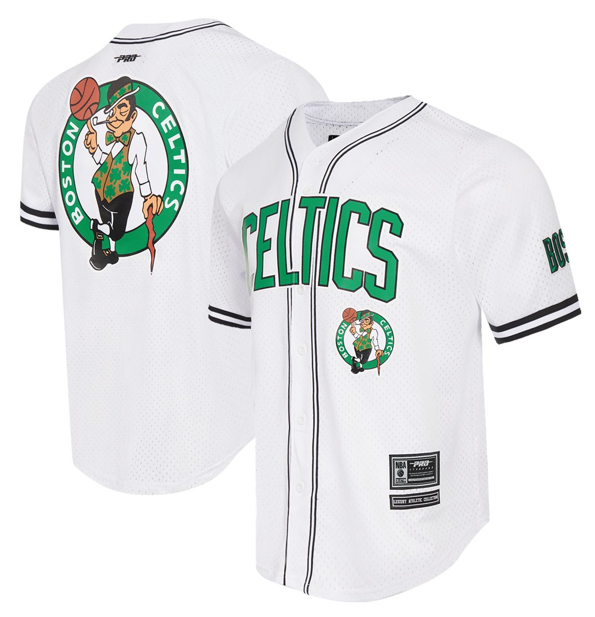 Pro Standard Men's Boston Celtics White Mesh Button Down Shirt