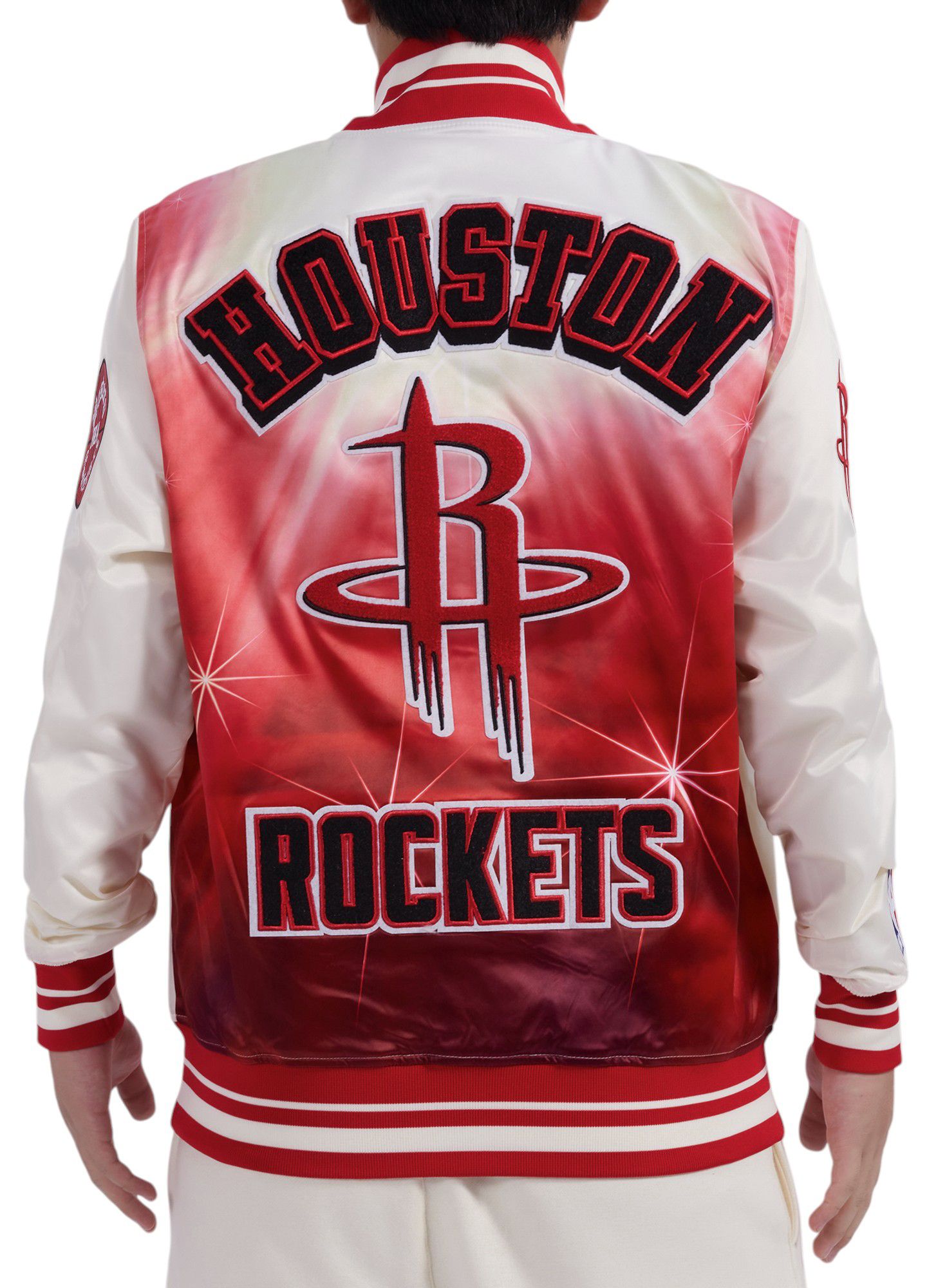 Pro Standard Adult Houston Rockets Off White Sublimated Satin Jacket, Men's, Off-white