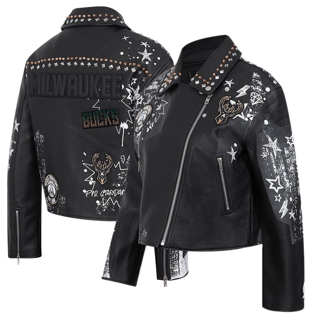 Pro Standard Women's Milwaukee Bucks Black Sketchbook Leather Jacket
