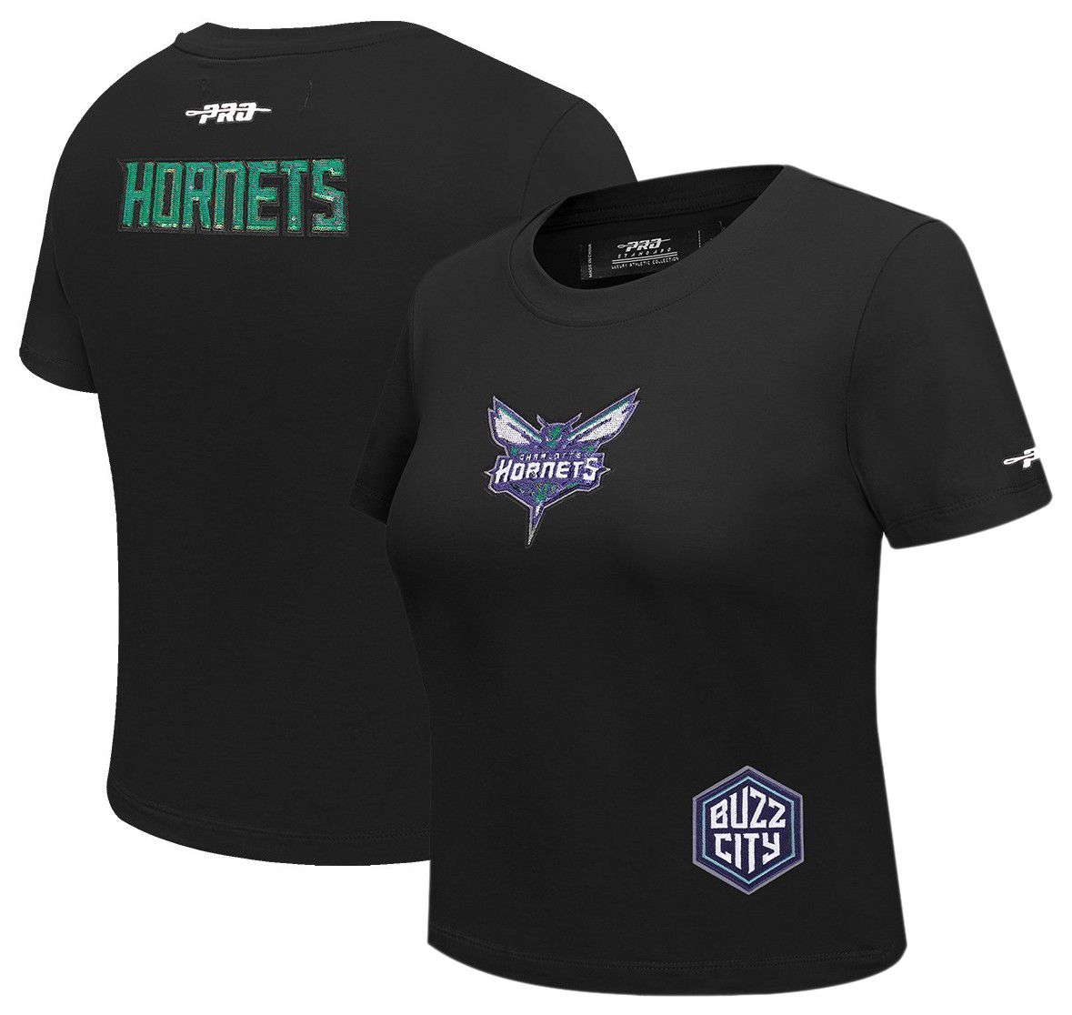 Pro Standard Women's Charlotte Hornets Black Game Day Classics Baby Doll T-Shirt
