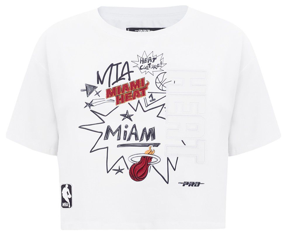 Pro Standard Women's Miami Heat White Sketchbook Boxy T-Shirt