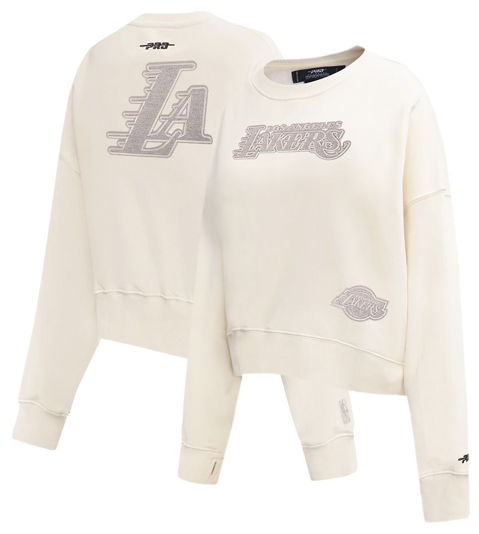 Pro Standard Women's Los Angeles Lakers Off White Reverse French Terry Crewneck Sweatshirt