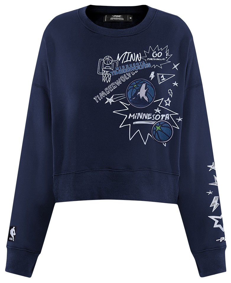 Pro Standard Women's Minnesota Timberwolves Navy Sketchbook Crewneck Sweatshirt