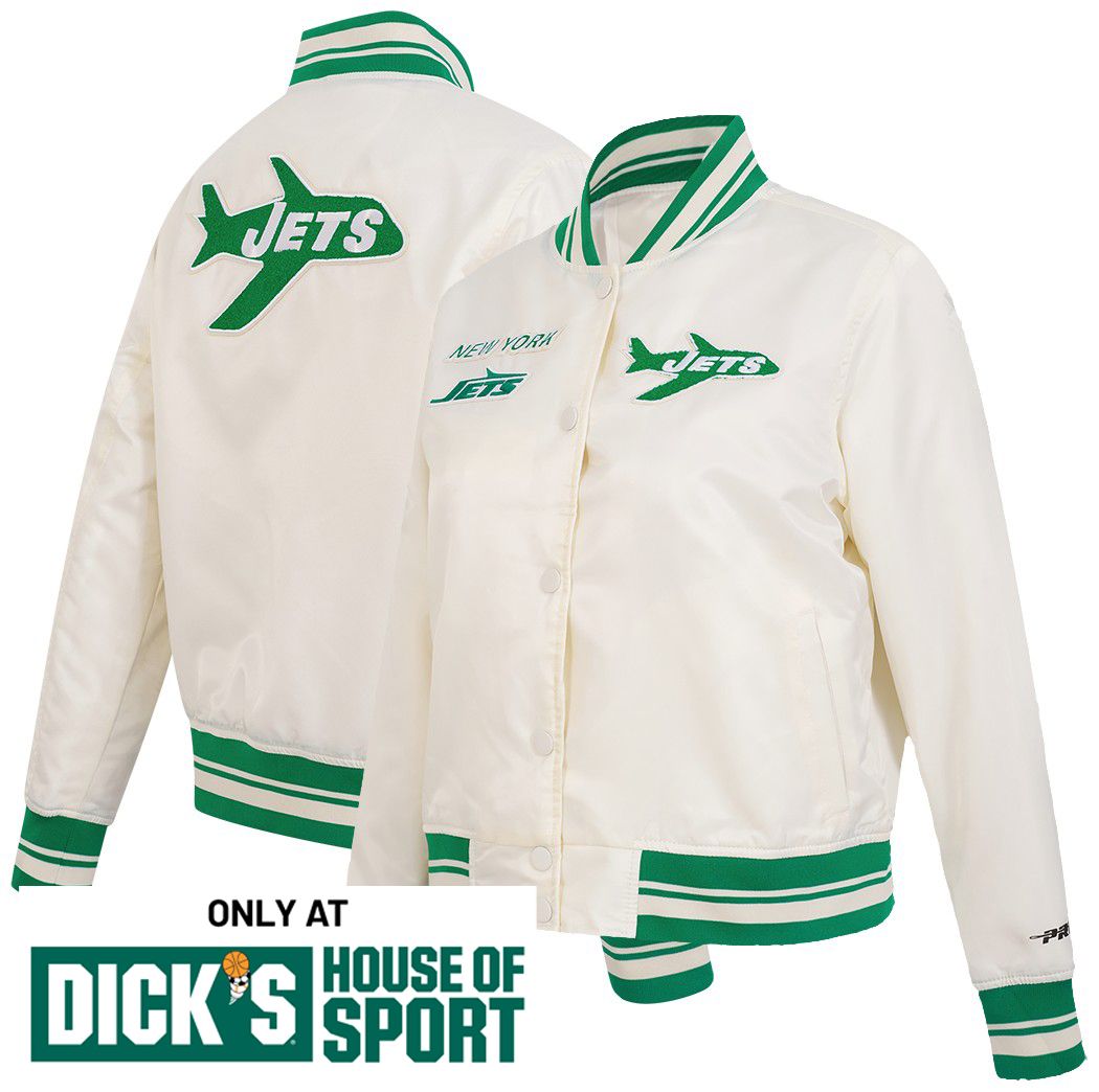 Pro Standard Women's New York Jets Eggshell Retro Satin Jacket