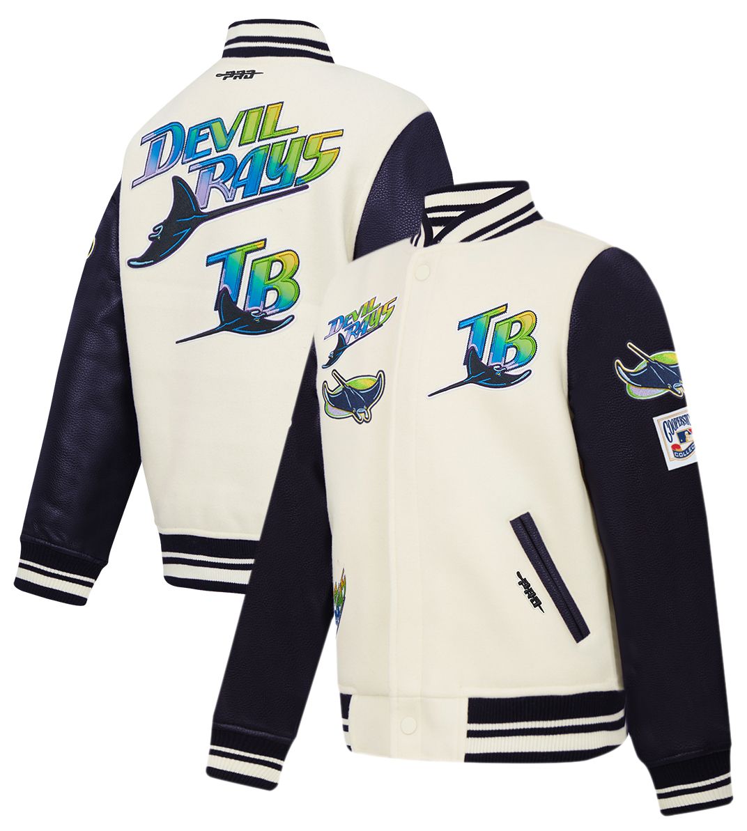 Pro Standard Youth Tampa Bay Rays Cream Classic Varsity Jacket