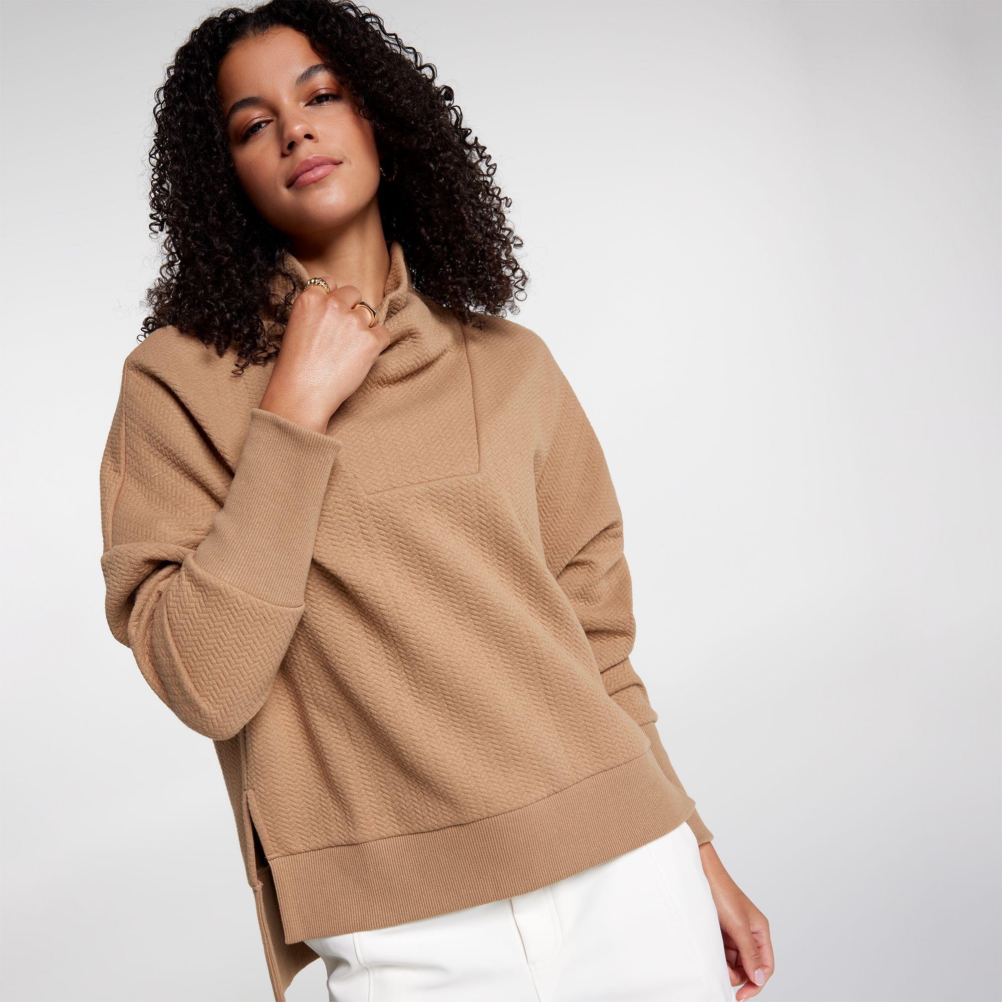 CALIA Women's Elevate Herringbone Funnel Neck