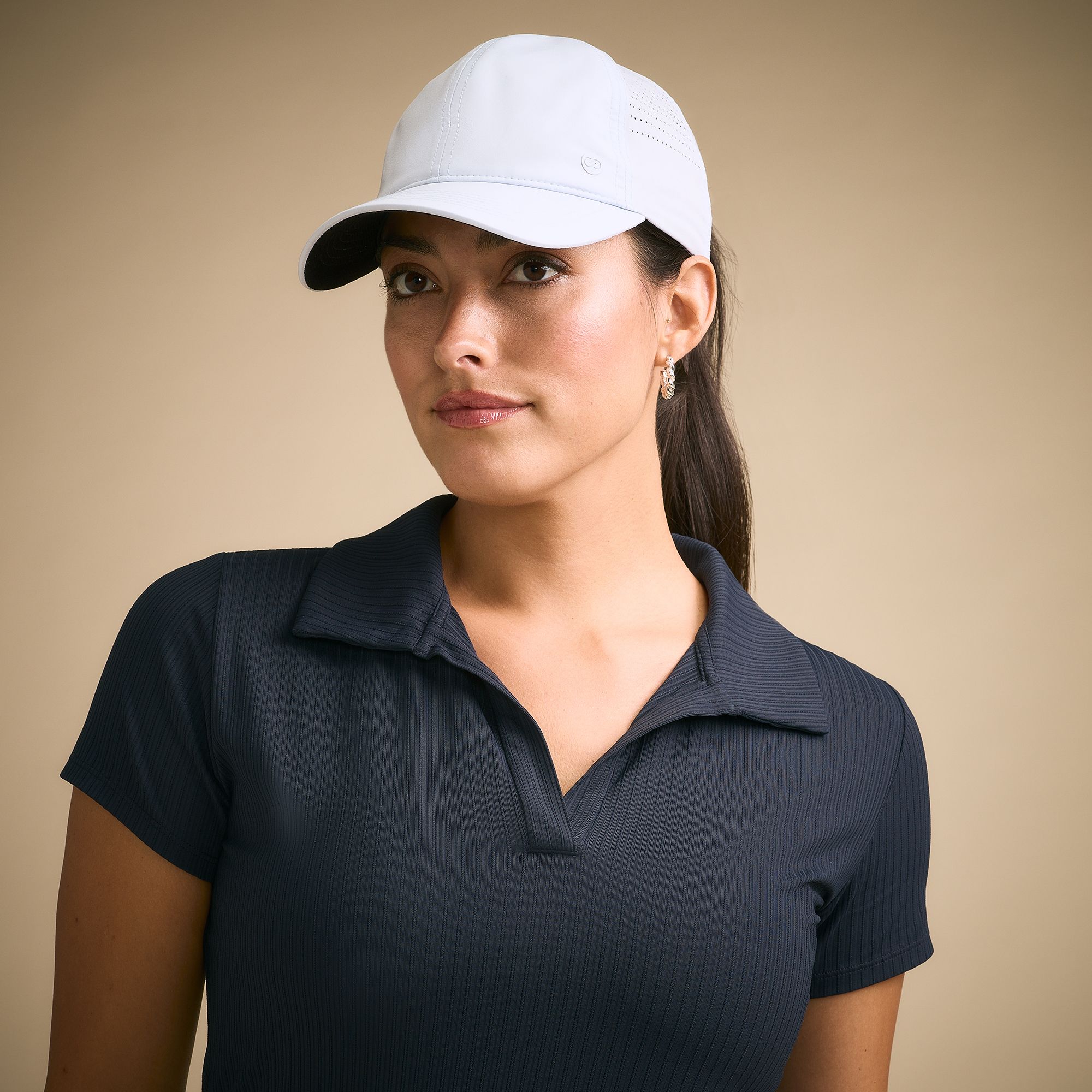 CALIA Women's Golf Perforated Ponytail Hat, Blue Whisp