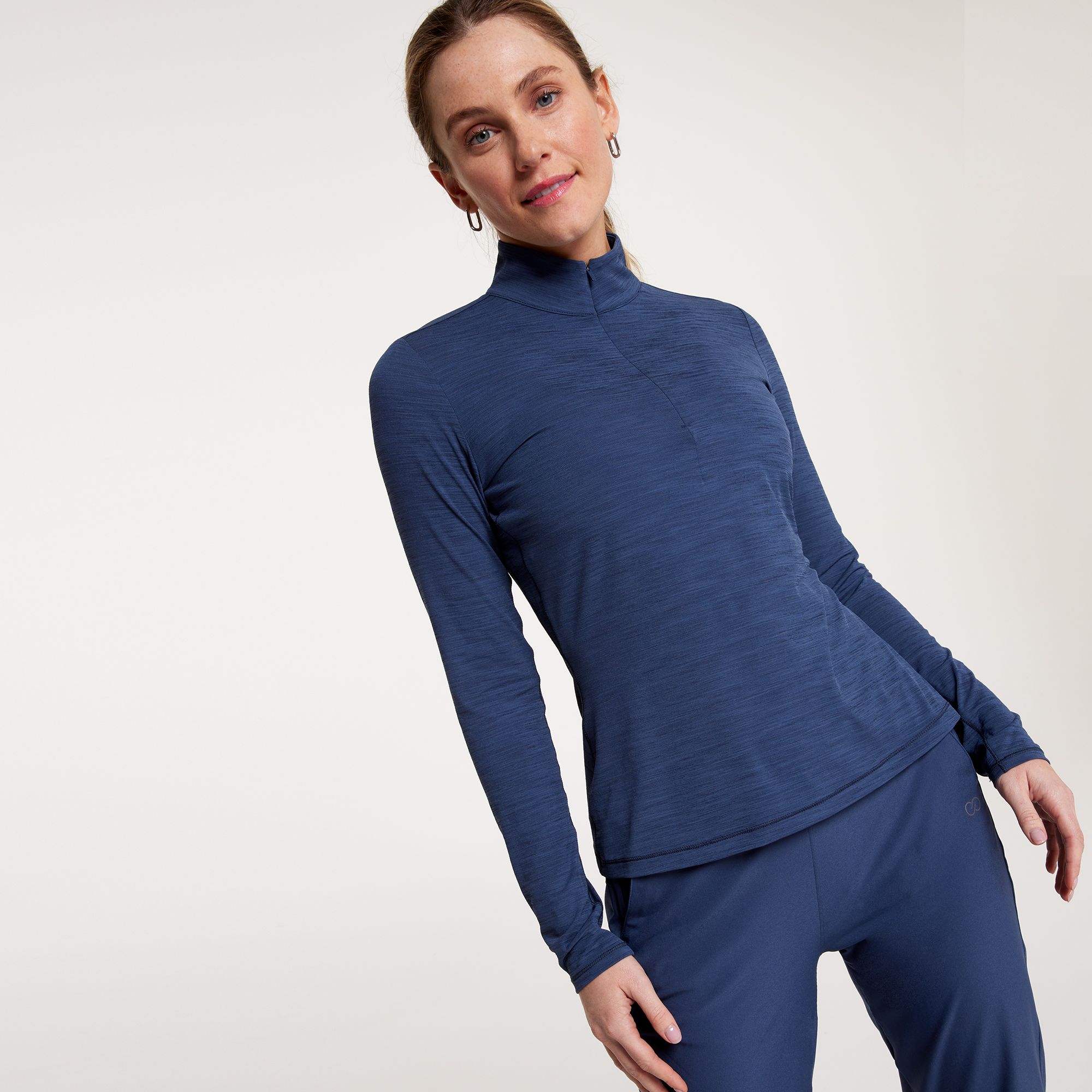 CALIA Women's Tissue Texture UV 1/4 Zip Golf Pullover