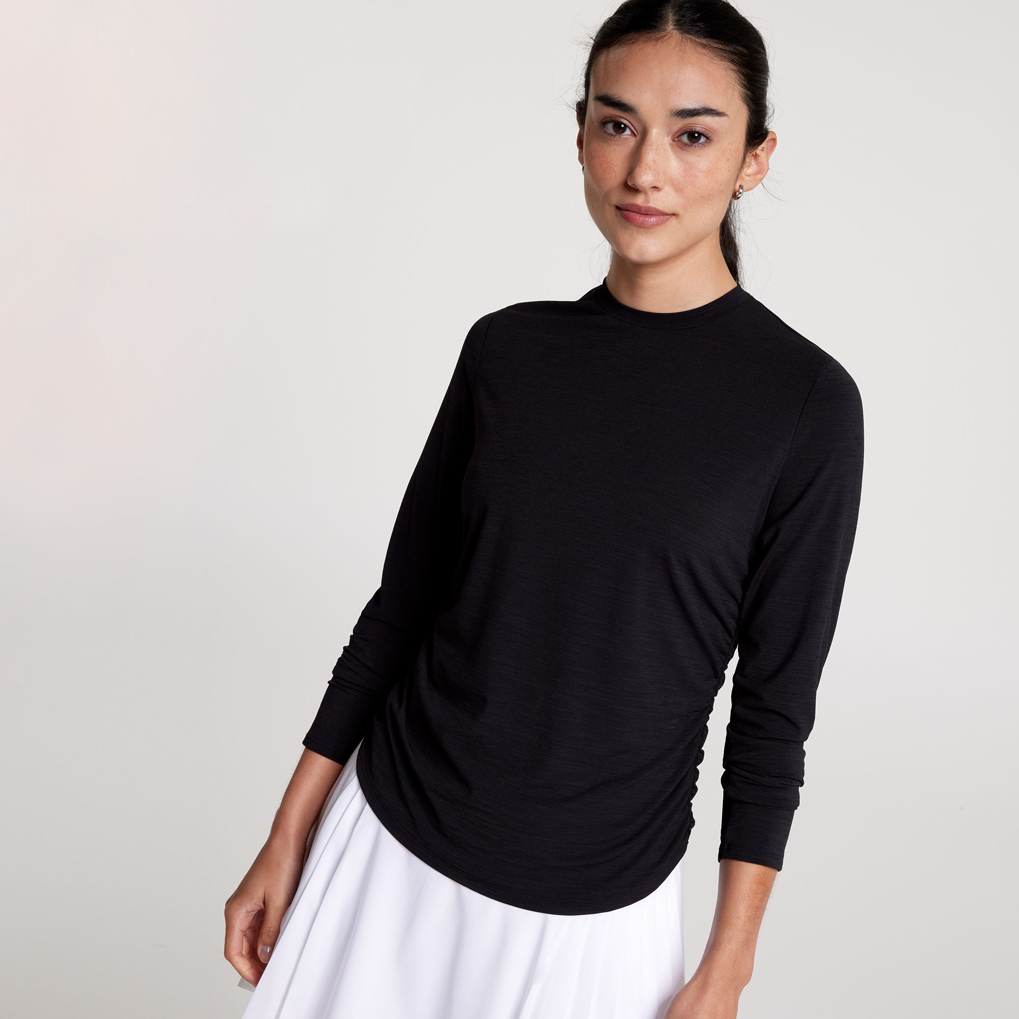 CALIA Women's Tissue Texture Long Sleeve Golf Crew