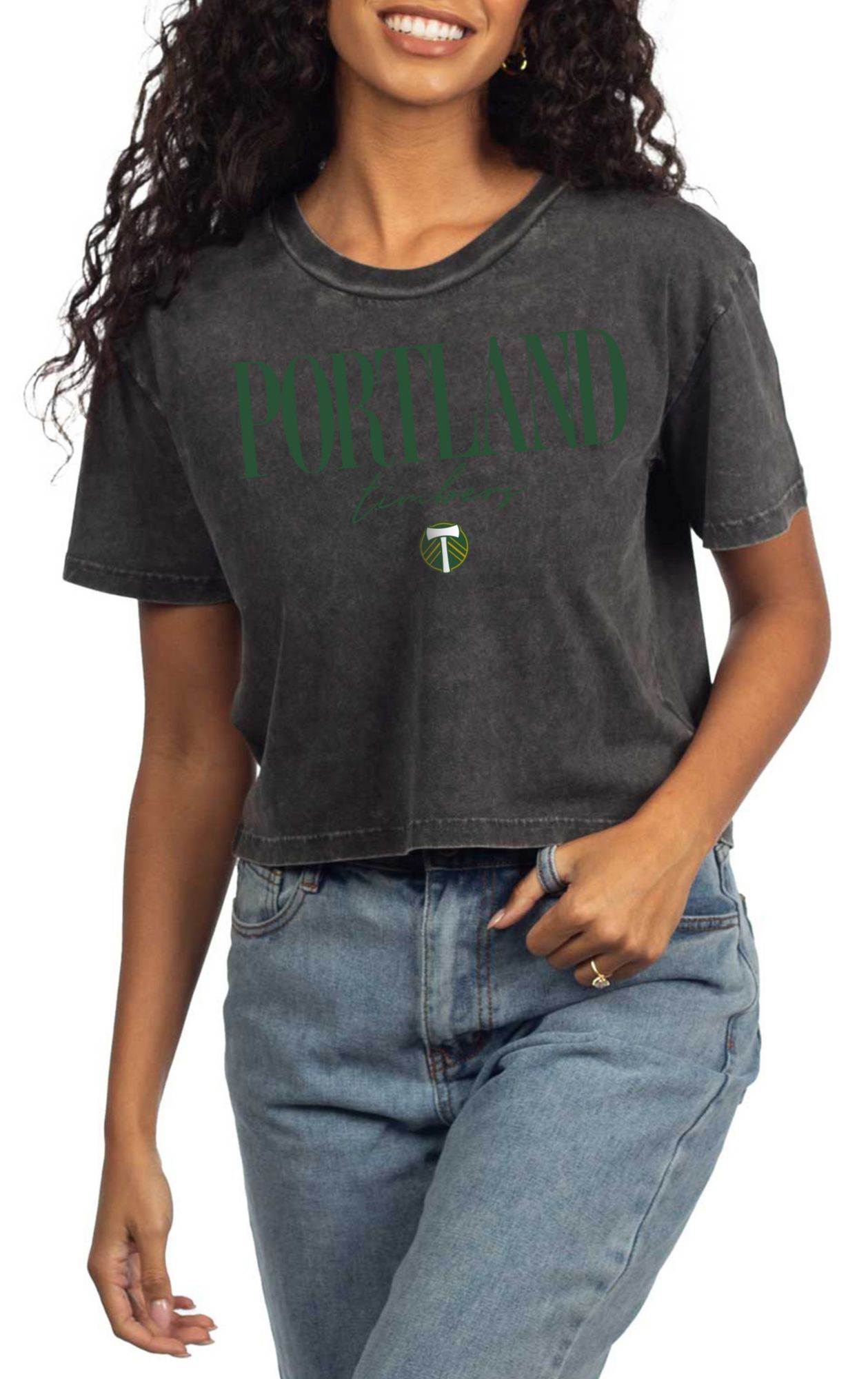 chicka-d Women's Portland Timbers Script Black T-Shirt