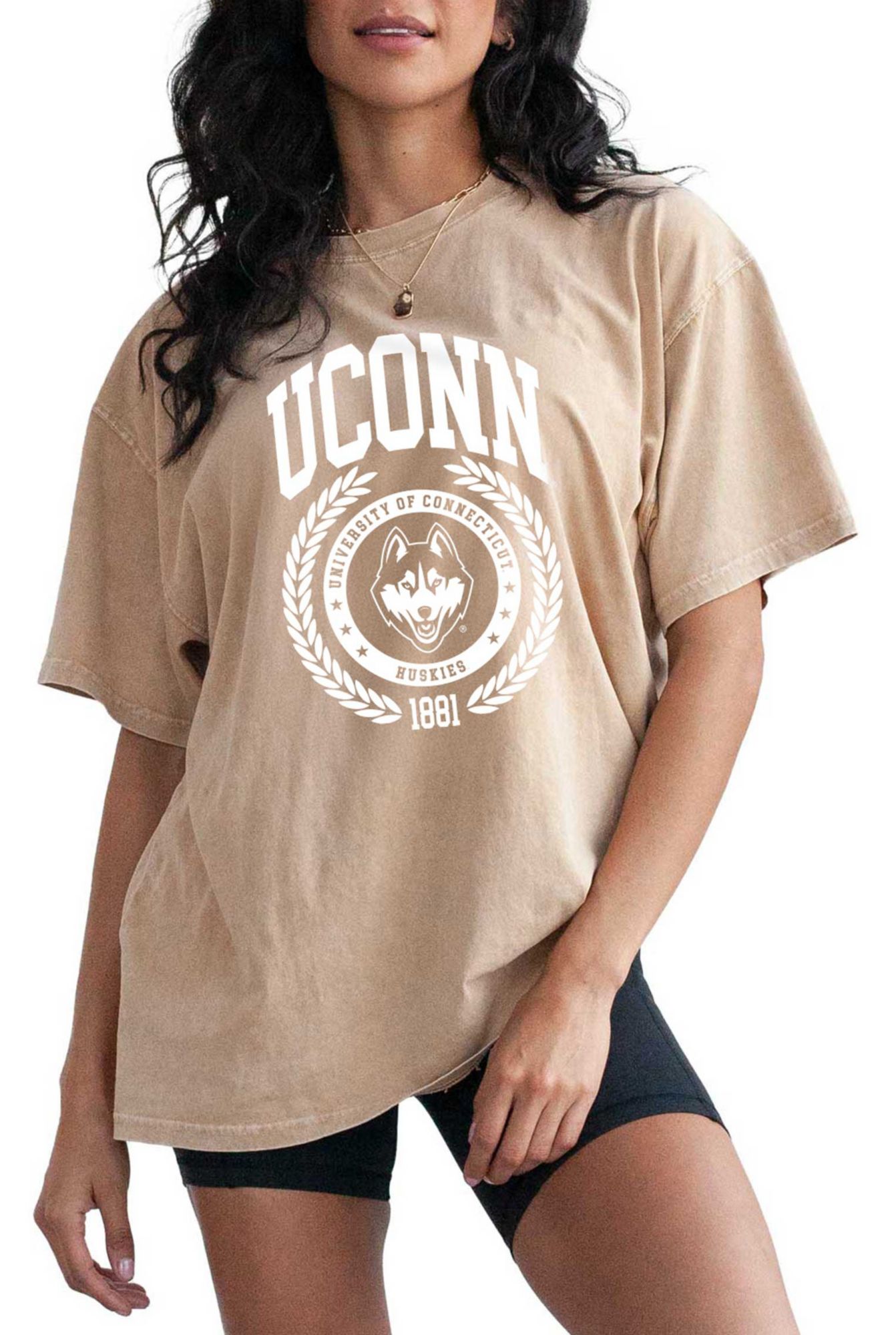 chicka-d Women's UConn Huskies Brown Resort Band T-Shirt