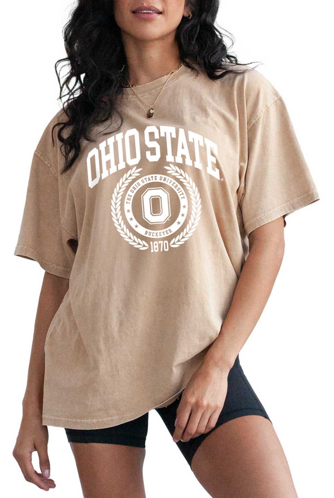 chicka-d Women's Ohio State Buckeyes Brown Resort Band T-Shirt