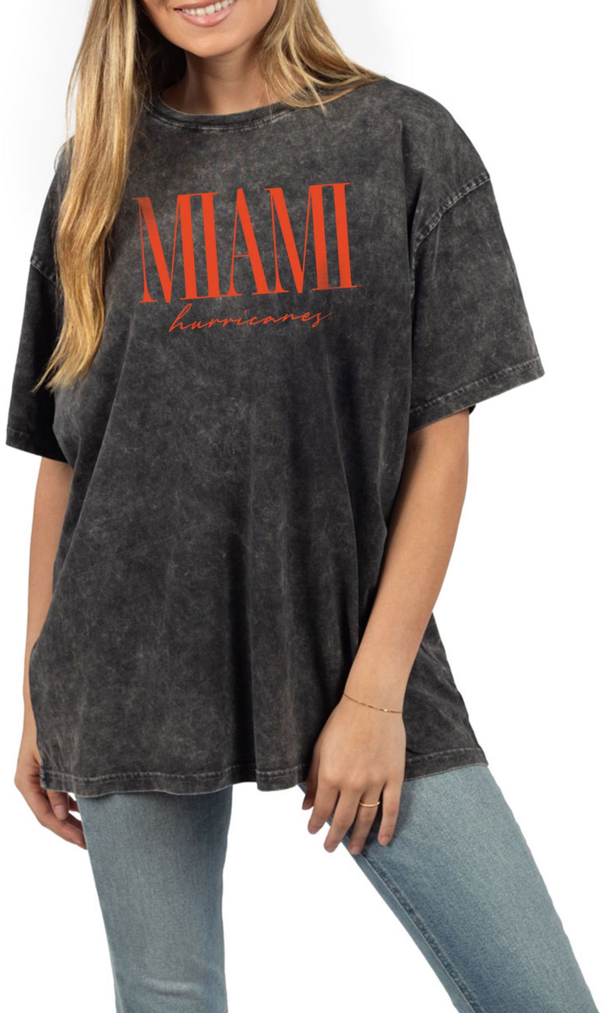 chicka-d Women's Miami Hurricanes Graphite The Band T-Shirt