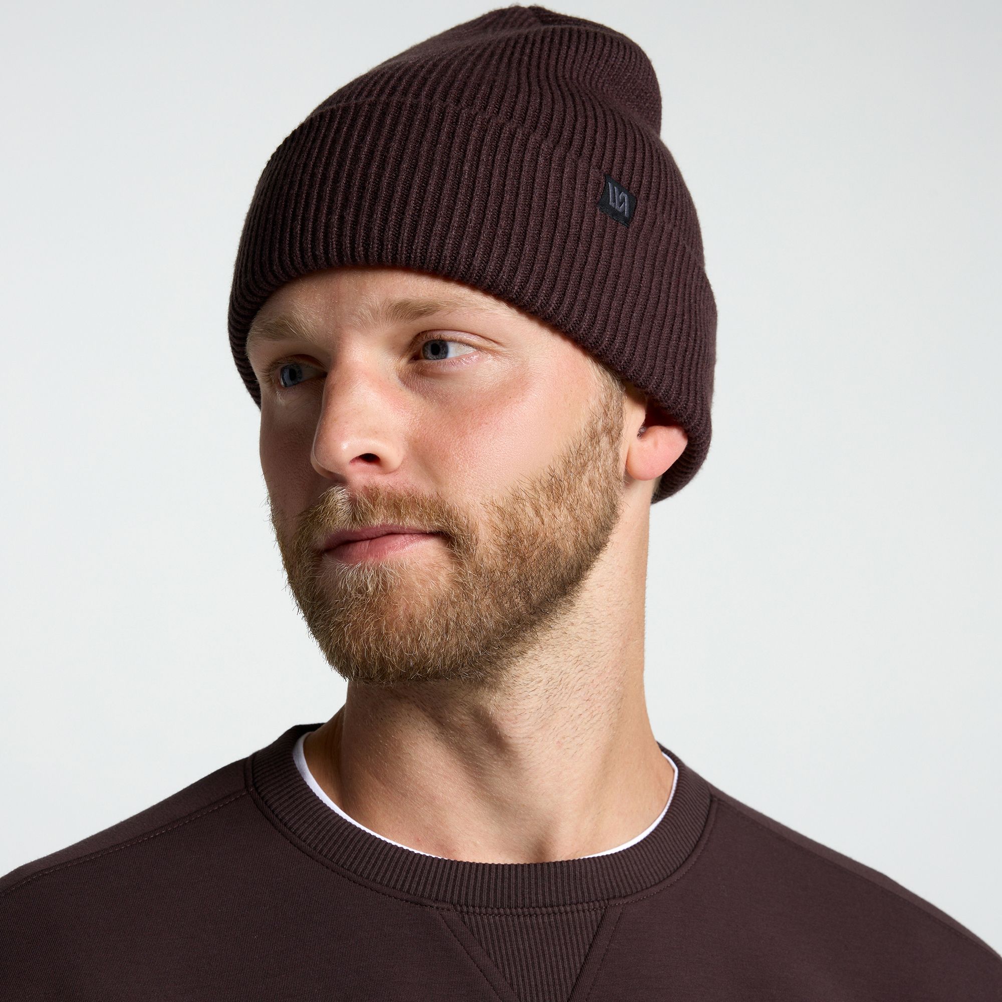 VRST Men's Ribbed Beanie, Dark Brown