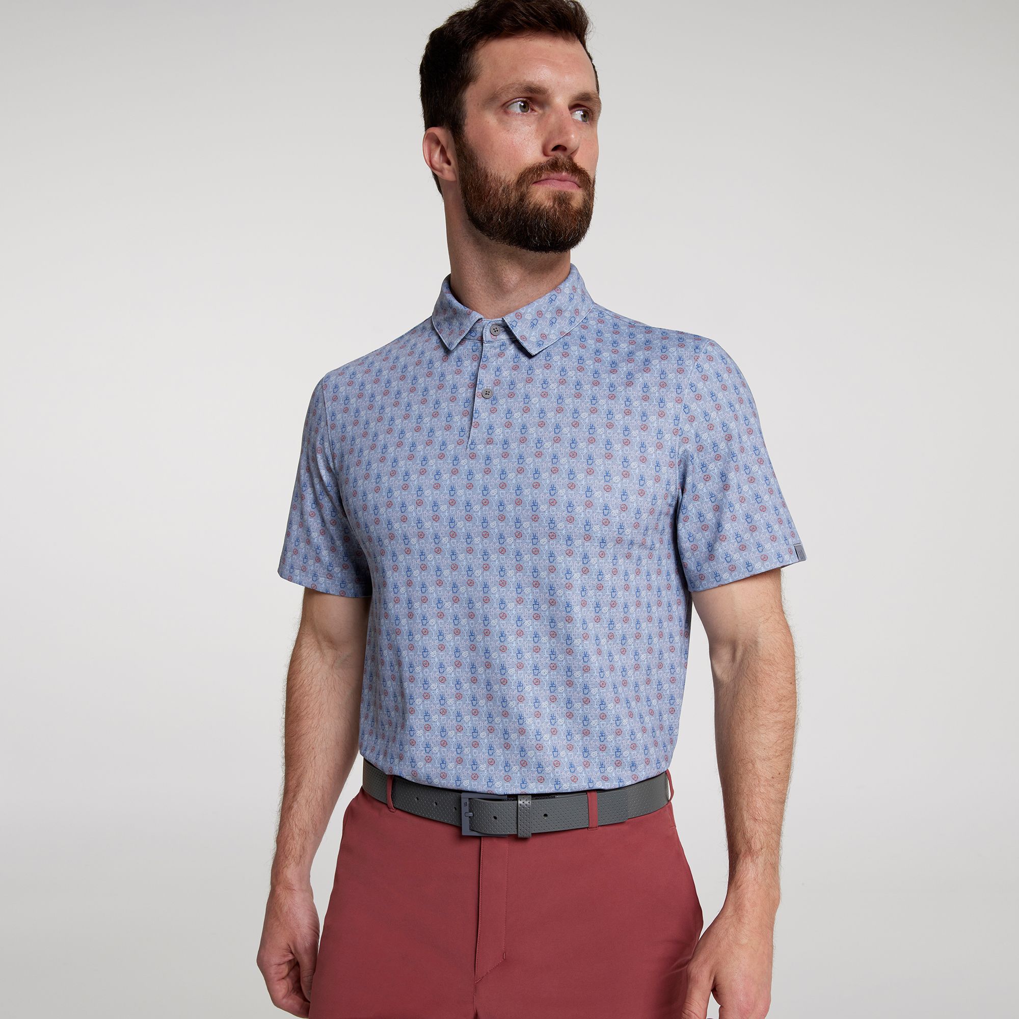 VRST Men's Linear Libations Mesh Golf Polo