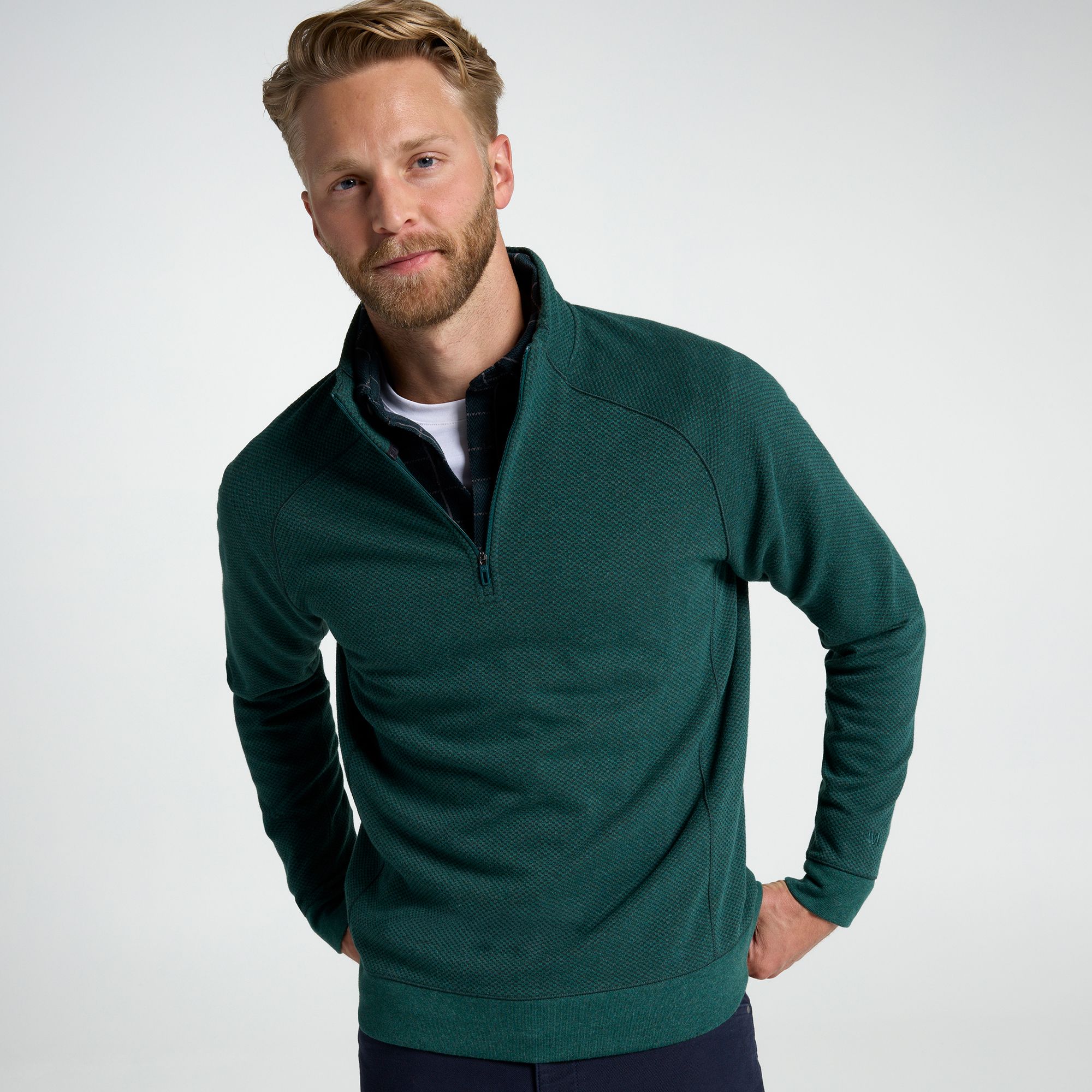 VRST Men's Recharge Pebble Fleece 1/4 Zip, Medium, June Bug Heather Green