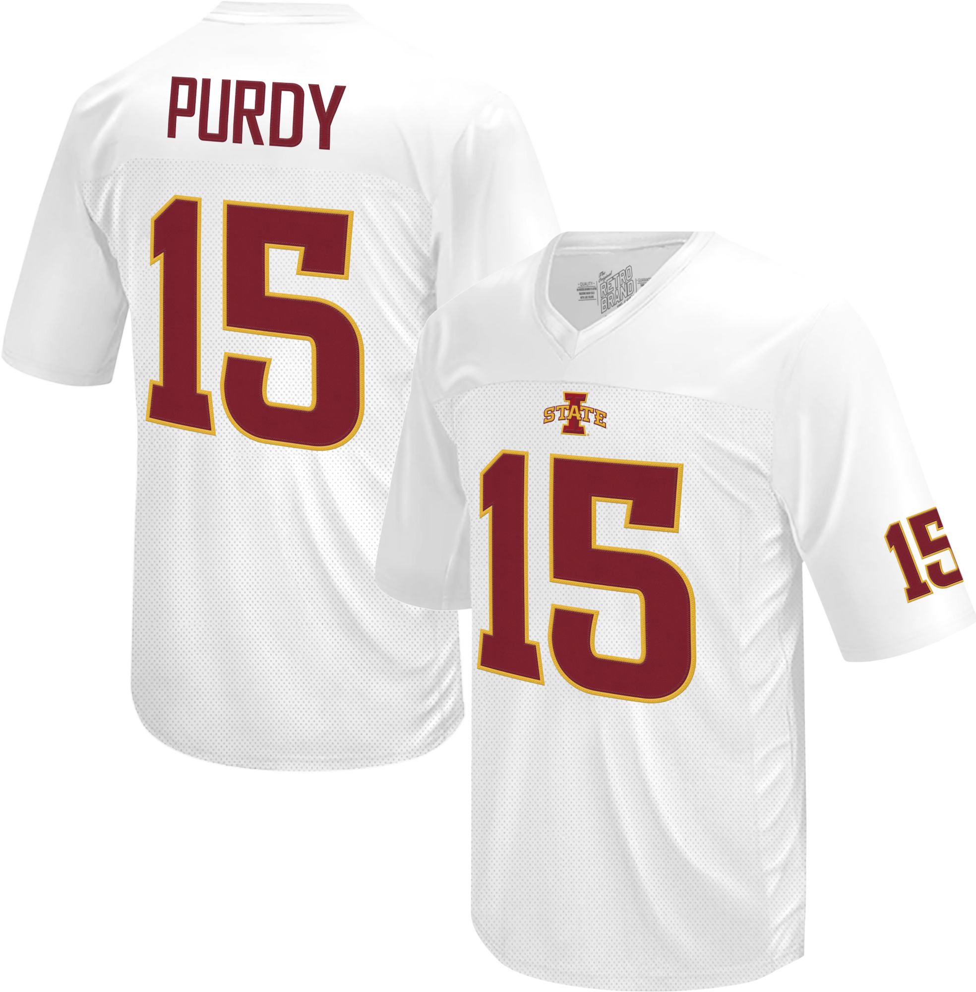 Retro Brand Men's Iowa State Cyclones Brock Purdy #15 White Tackle Twill Replica Football Jersey