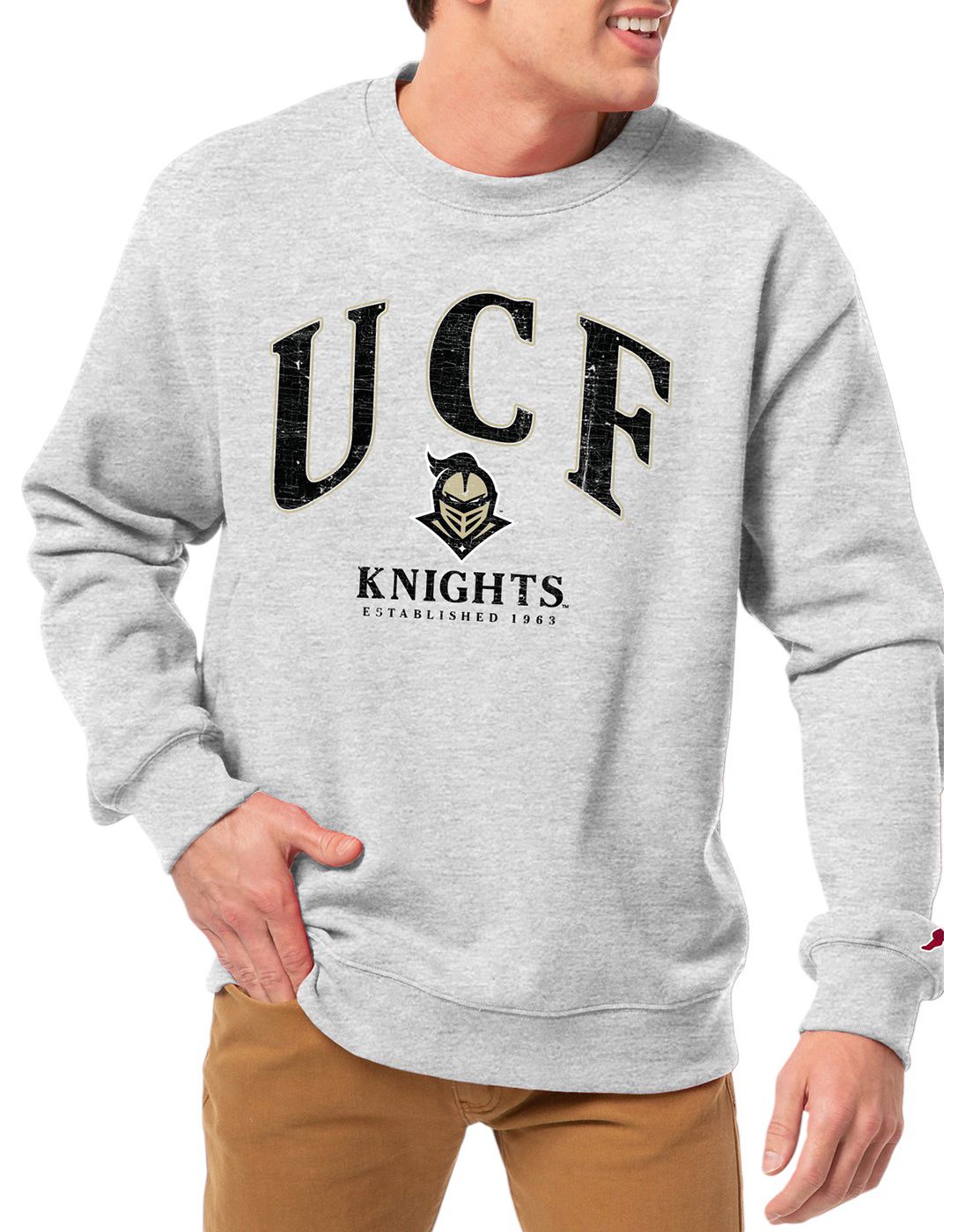 League-Legacy Men's UCF Knights Grey Essential 2.0 Fleece Crew Neck Sweatshirt