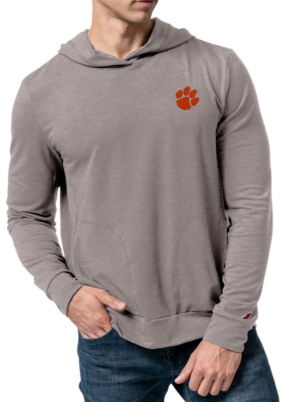 League-Legacy Men's Clemson Tigers Grey All-Day Pullover Long Sleeve Shirt Hoodie