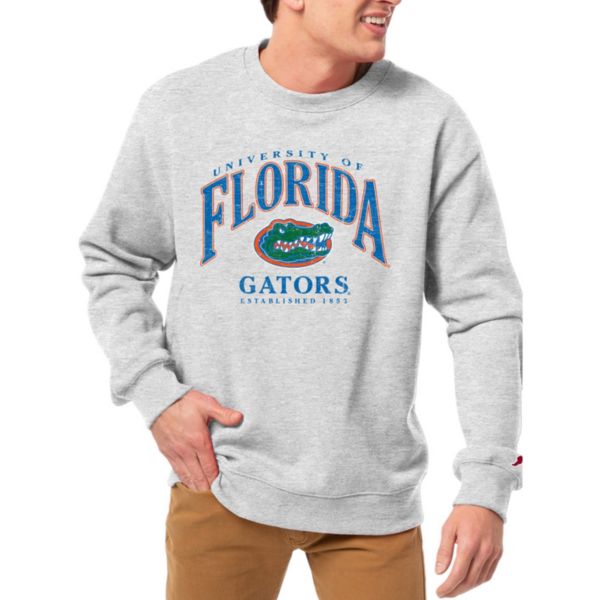 League-Legacy Men's Florida Gators Grey Essential 2.0 Fleece Crew Neck Sweatshirt