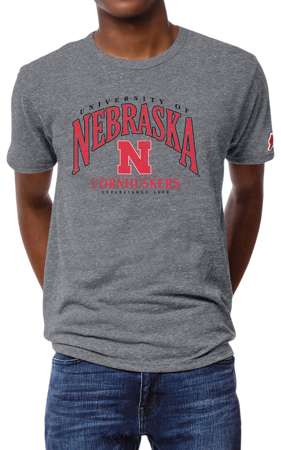League-Legacy Men's Nebraska Cornhuskers Grey Victory Falls Logo T-Shirt