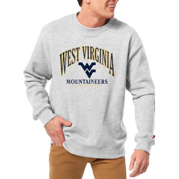 League-Legacy Men's West Virginia Mountaineers Grey Essential 2.0 Fleece Crew Neck Sweatshirt