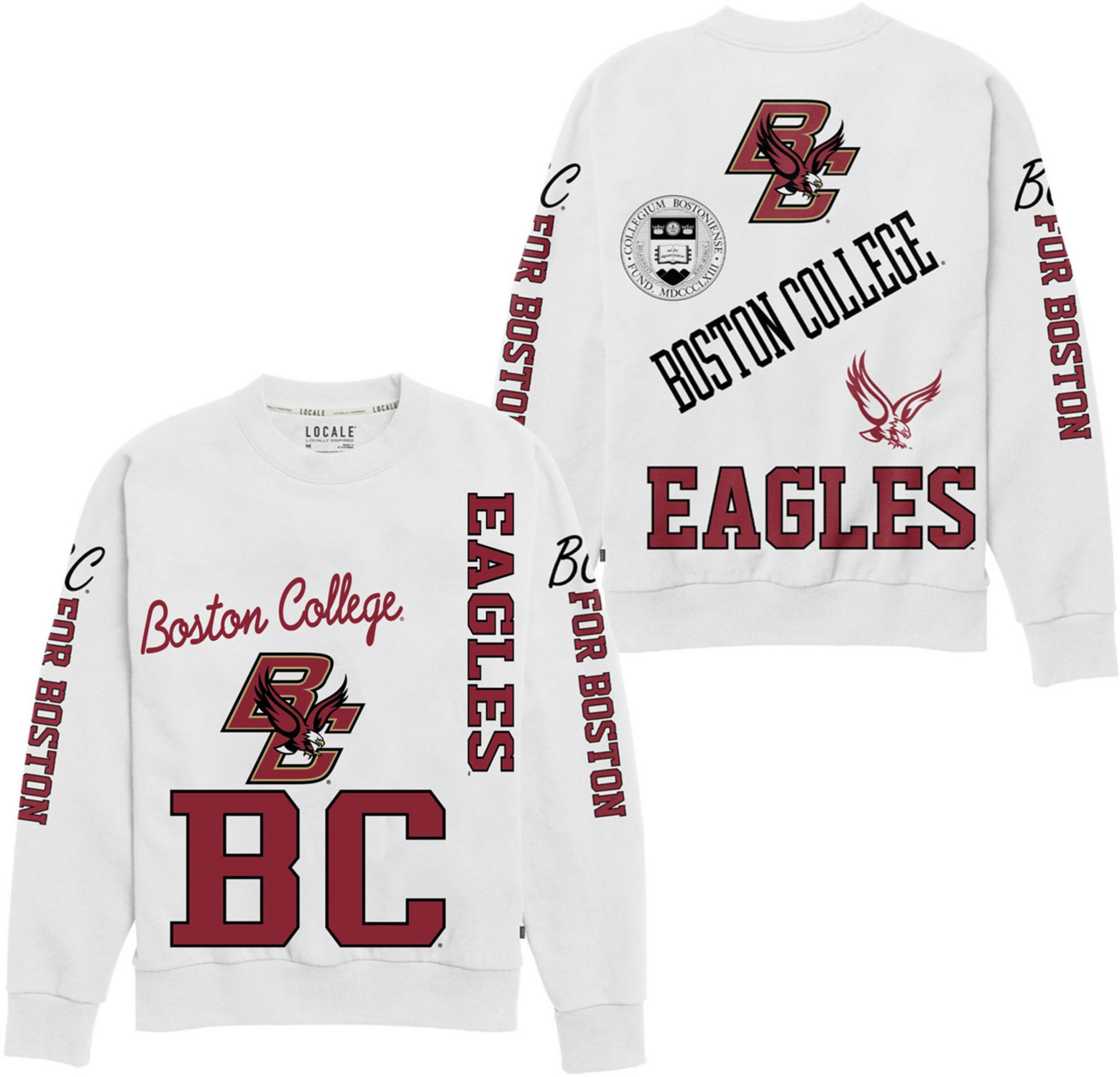 League-Legacy Women's Boston College Eagles White Kelce Crew Neck Sweatshirt