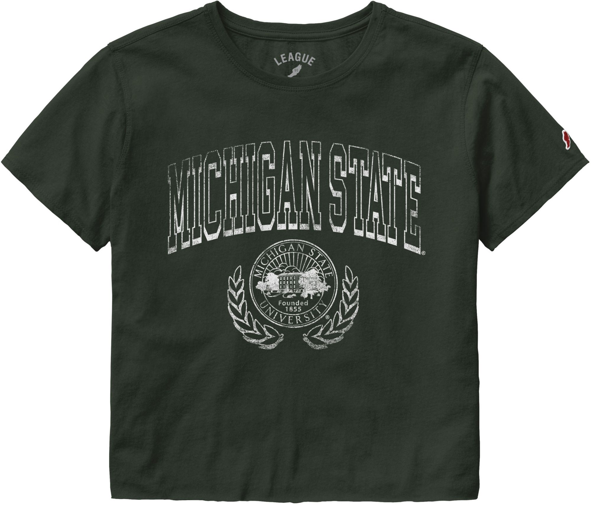 League-Legacy Women's Michigan State Spartans Hunter Green Cropped T-Shirt