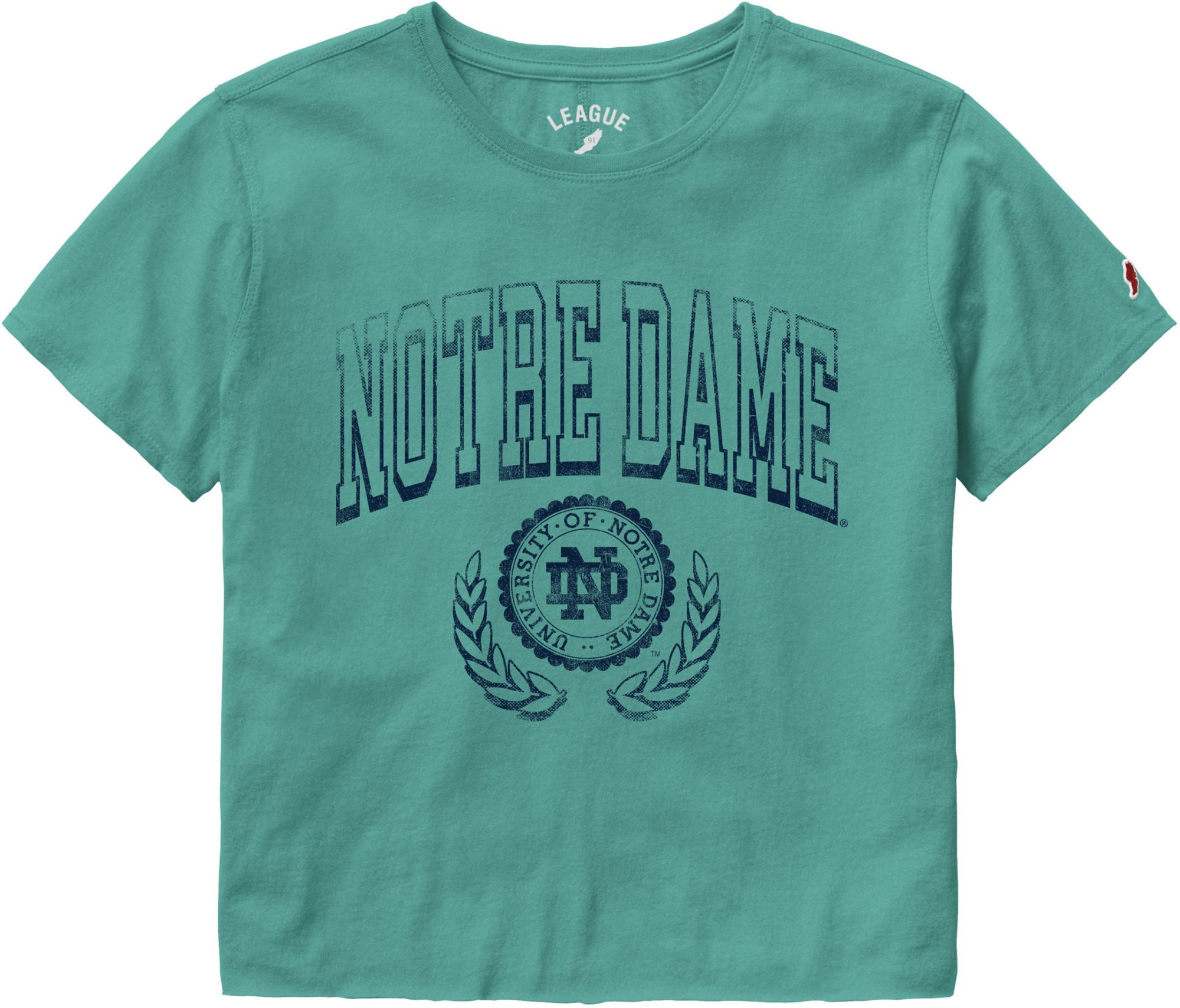 League-Legacy Women's Notre Dame Fighting Irish Washed Jade Cropped T-Shirt
