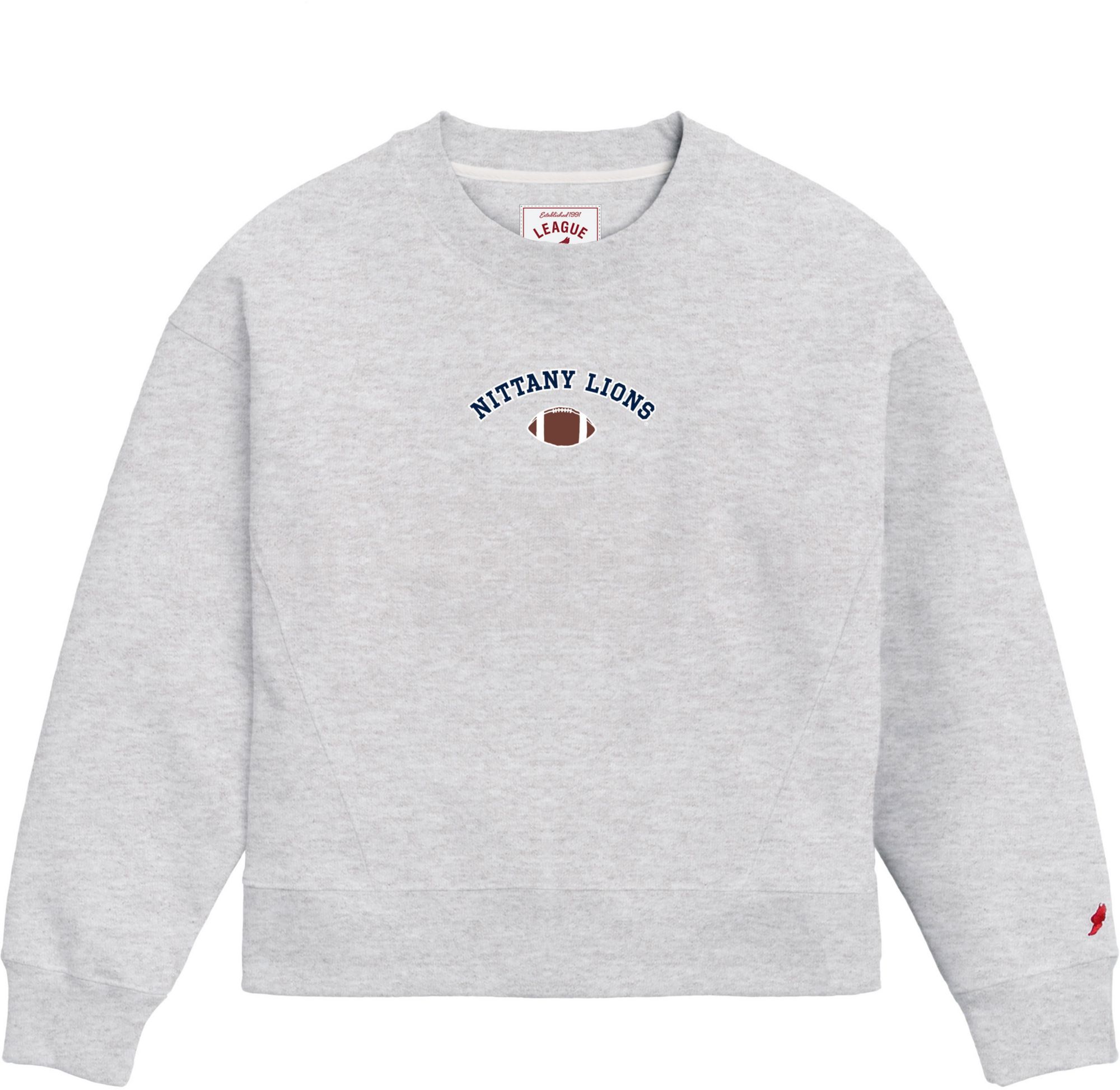 League-Legacy Women's Penn State Nittany Lions Ash Grey Football Crewneck Sweatshirt