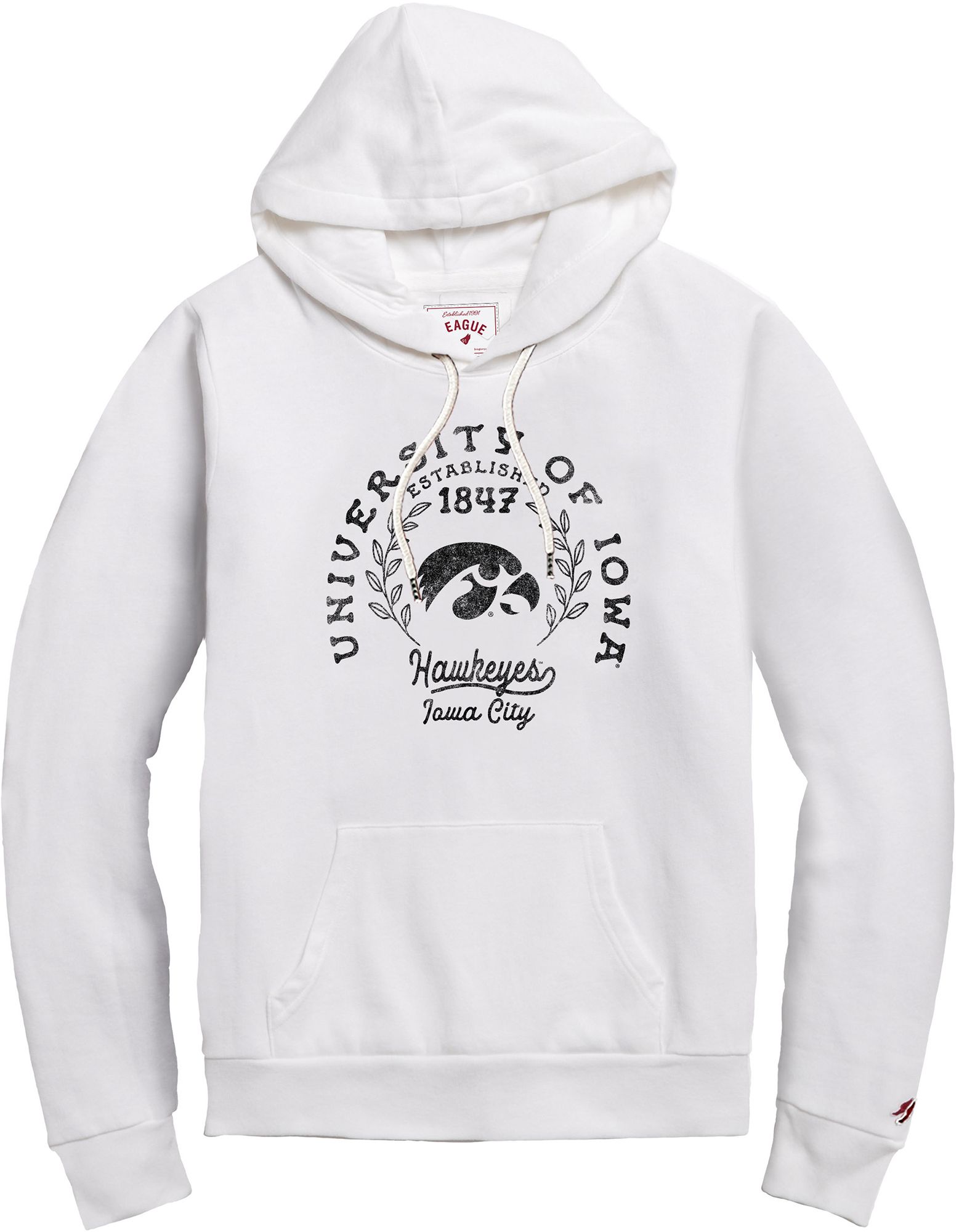 League-Legacy Women's Iowa Hawkeyes White Victory Fleece Pullover Hoodie