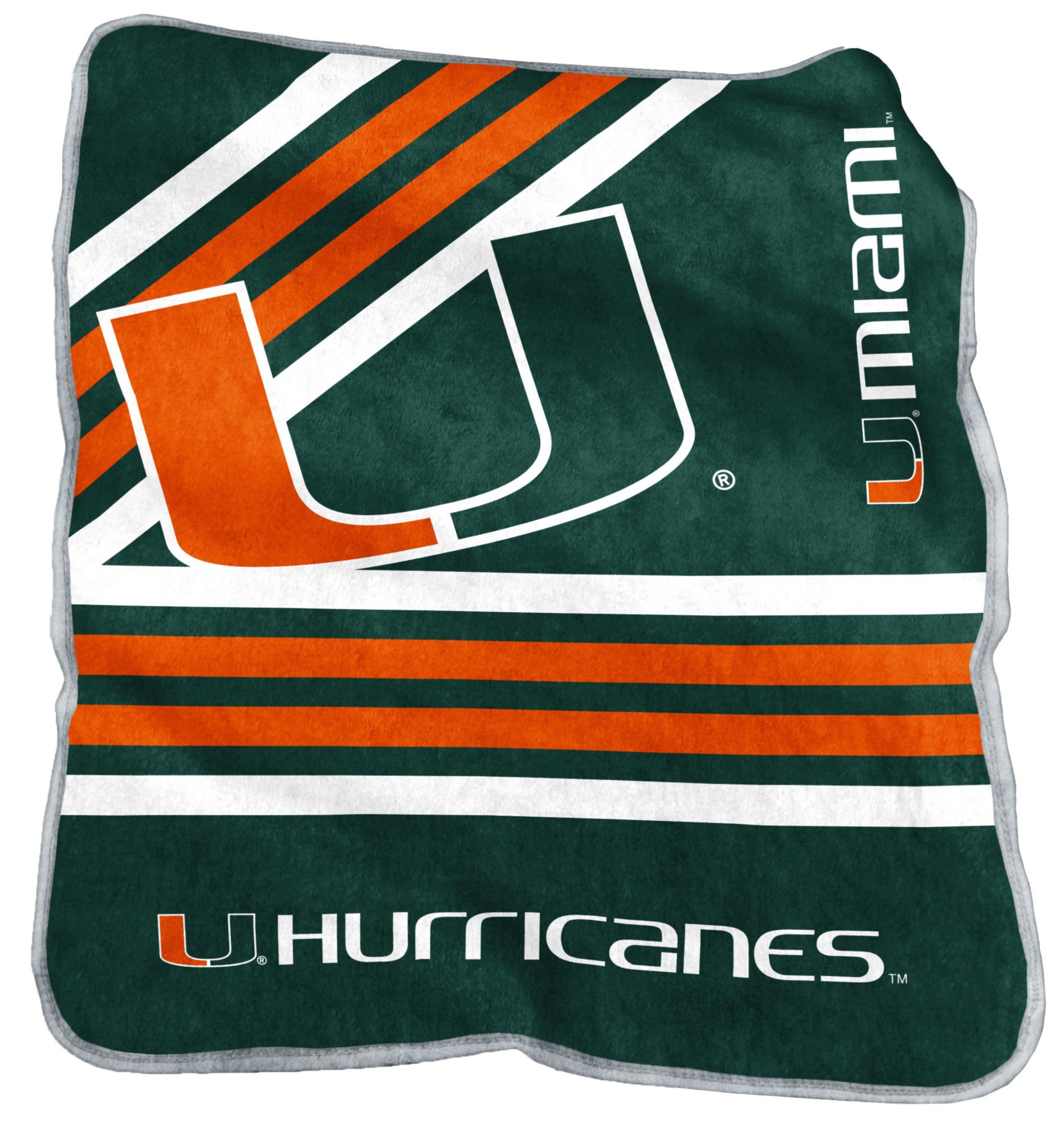 Logo Brands Miami Hurricanes Raschel Throw Blanket