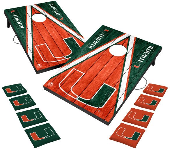 Victory Tailgate Miami Hurricanes 2' x 3' Solid Wood Cornhole Boards