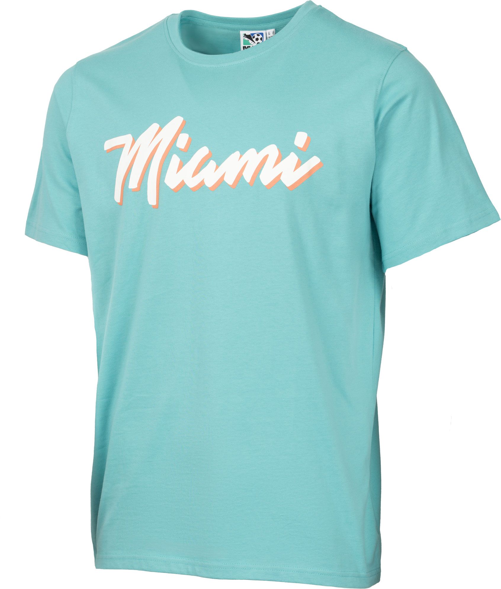 Sport Design Sweden Adult Inter Miami CF Light Teal Blue Script T-Shirt