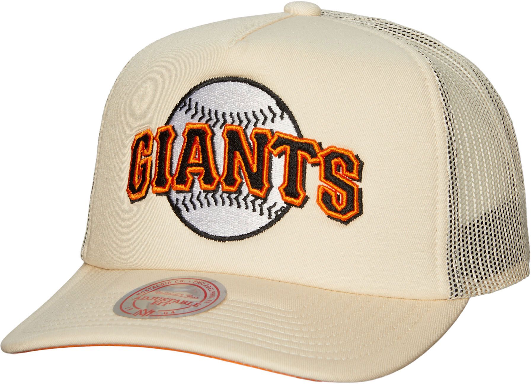 Mitchell & Ness Adult San Francisco Giants Cream Cooperstown Evergreen Adjustable Trucker Hat