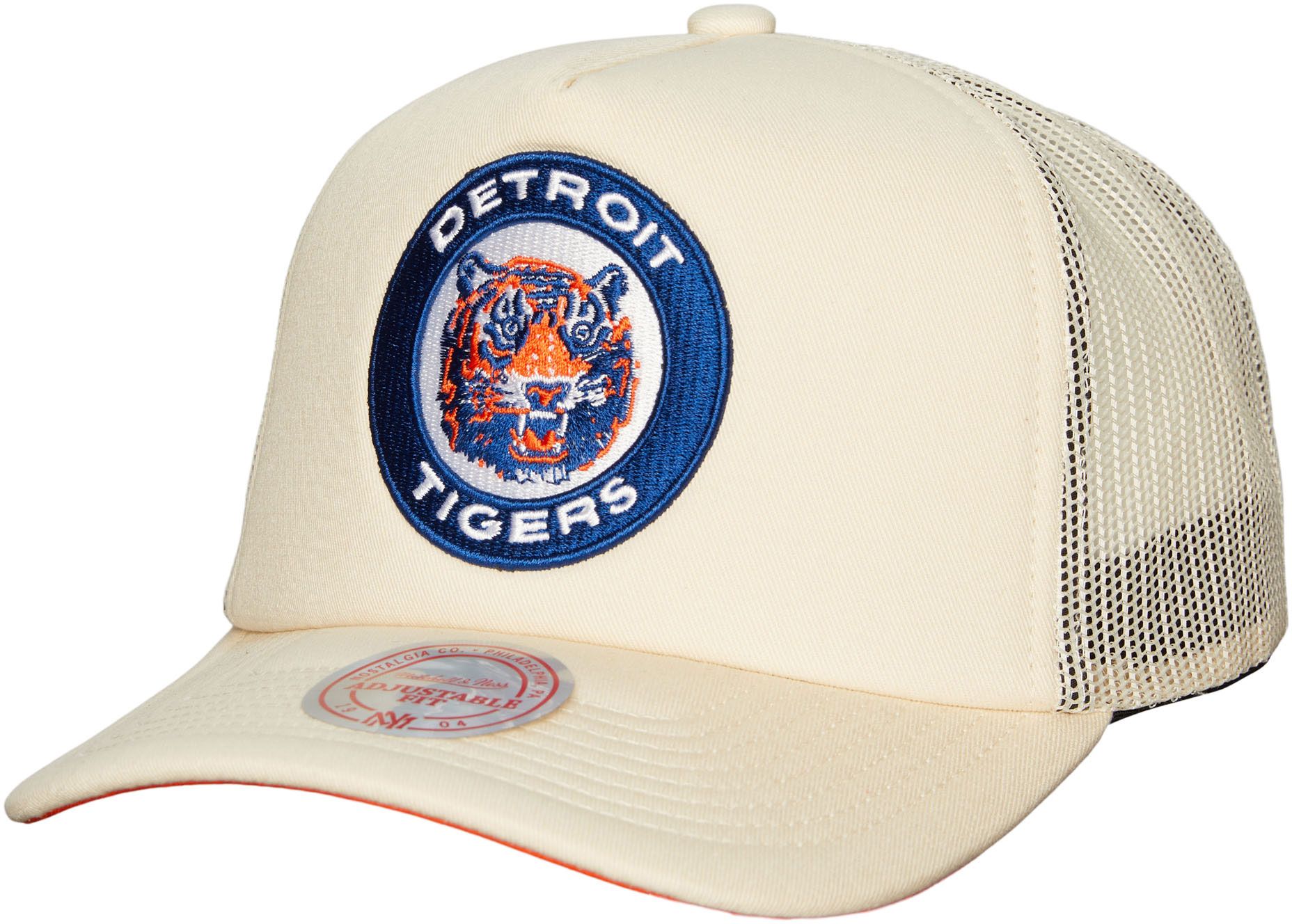 Mitchell &amp; Ness Adult Detroit Tigers Cream Cooperstown Evergreen Adjustable Trucker Hat