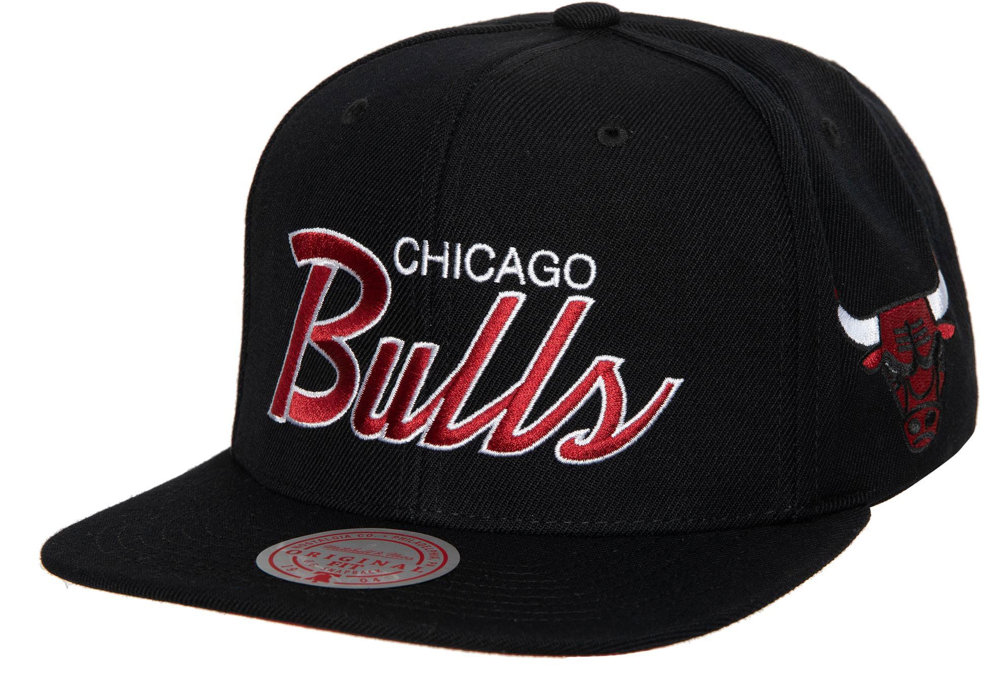 Mitchell & Ness Adult Chicago Bulls Black Script Adjustable Snapback Hat