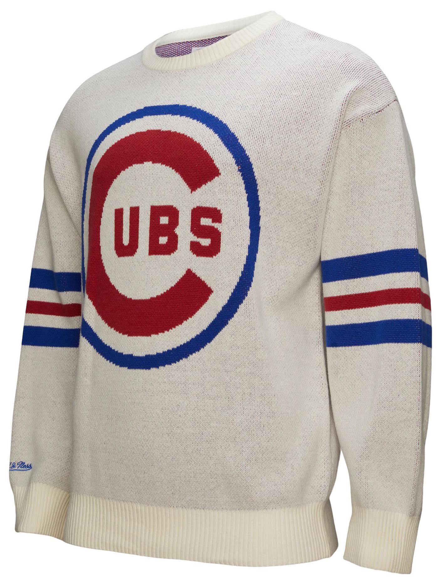 Mitchell &amp; Ness Men's Chicago Cubs Cream Retro Logo Sweater