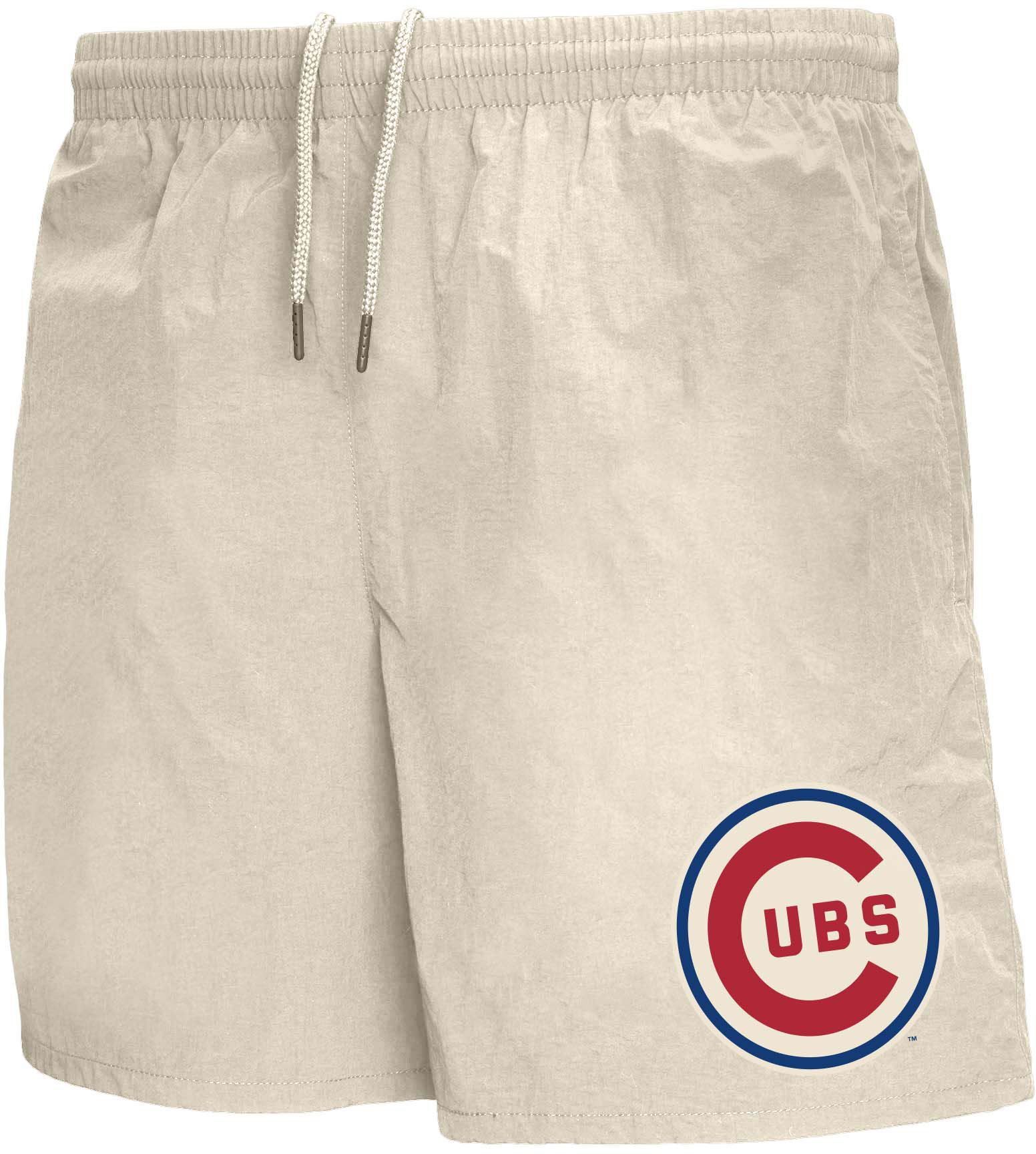 Mitchell &amp; Ness Adult Chicago Cubs Vinyl Logo Cream Athletic Shorts