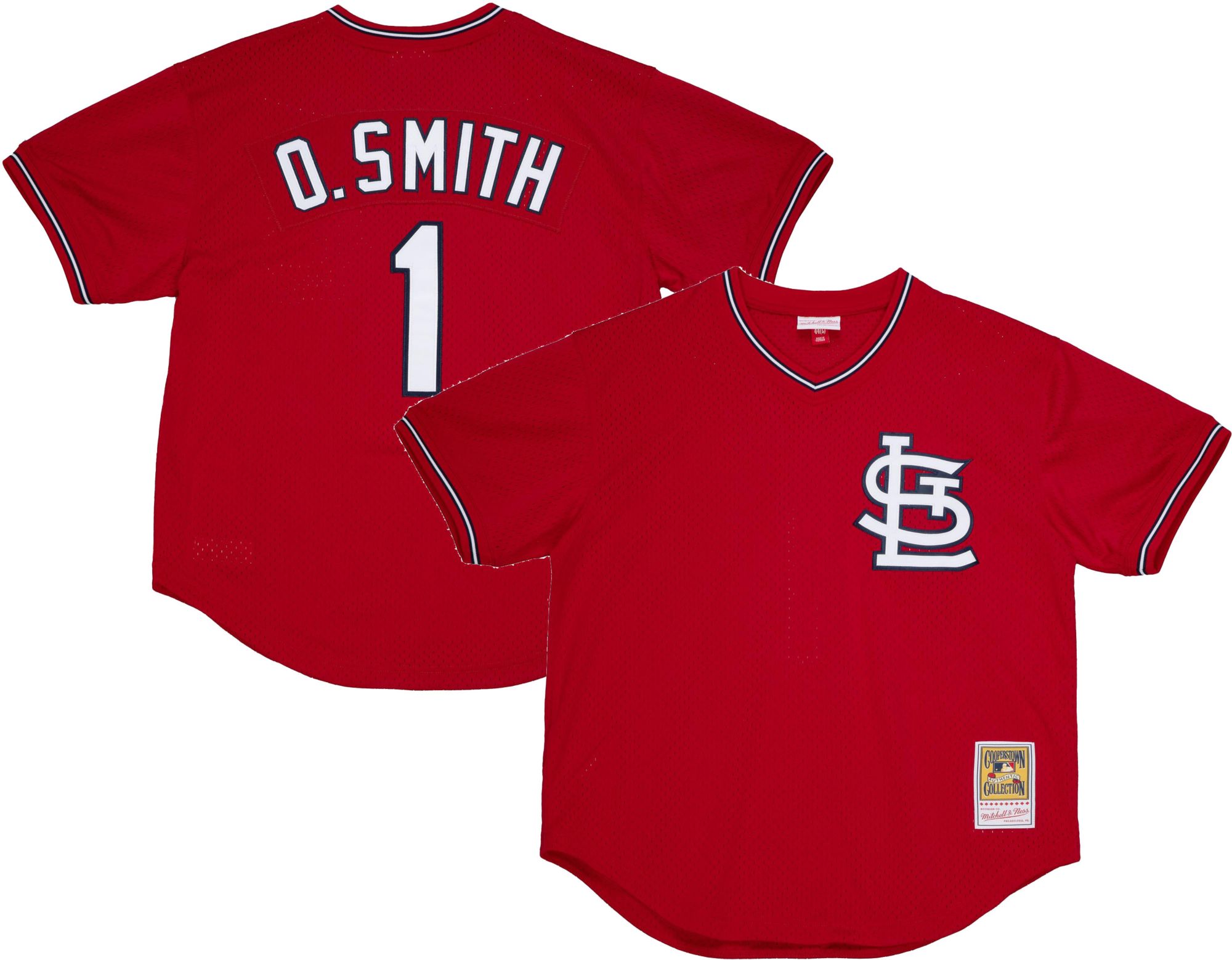 Mitchell & Ness Men's Ozzie Smith #1 Red Cooperstown Alternate Mesh Batting Practice Jersey