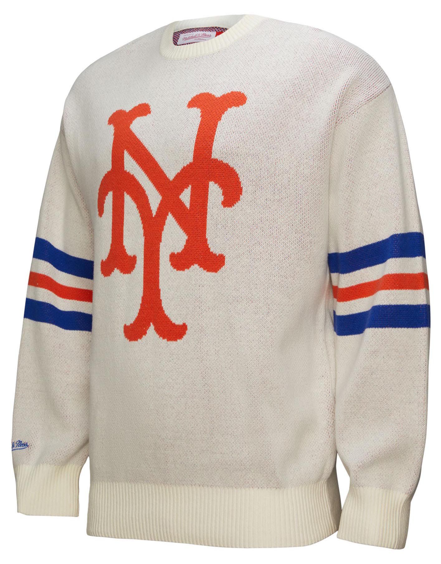 Mitchell &amp; Ness Men's New York Mets Cream Retro Logo Sweater