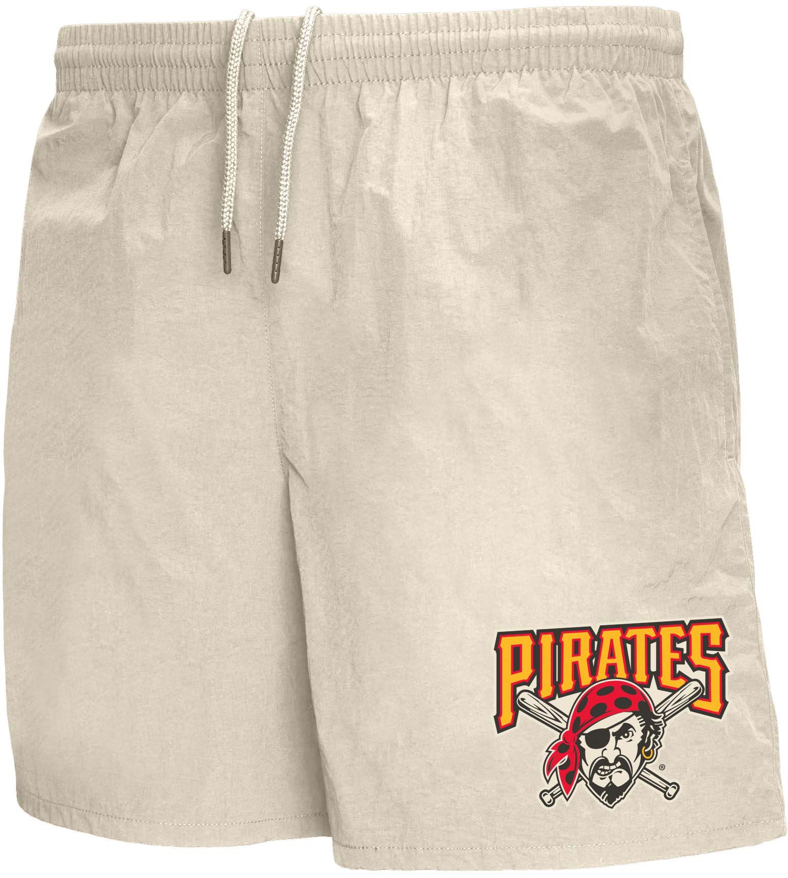 Mitchell &amp; Ness Adult Pittsburgh Pirates Vinyl Logo Cream Athletic Shorts