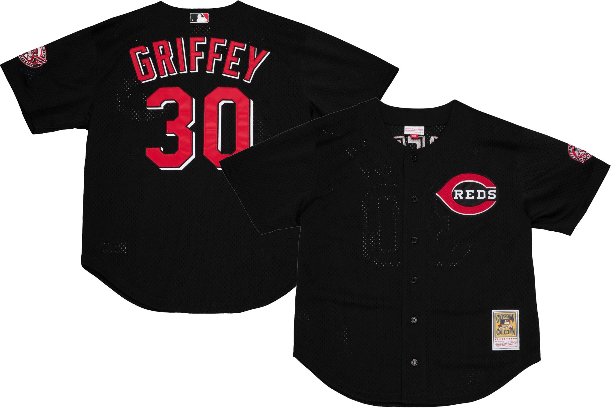 Mitchell &amp; Ness Men's Ken Griffey Jr. #24 Black Cooperstown Alternate Mesh Batting Practice Jersey