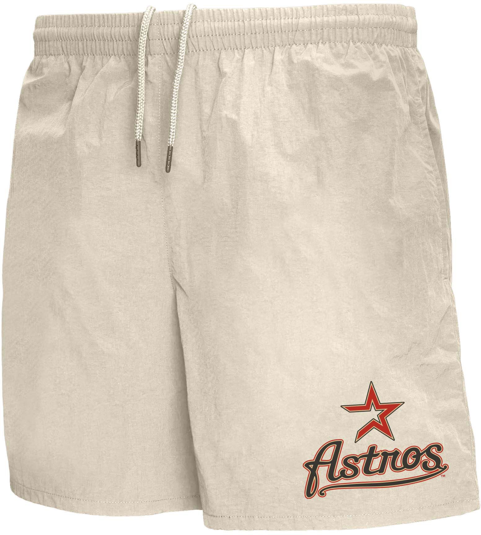 Mitchell &amp; Ness Adult Houston Astros Vinyl Logo Cream Athletic Shorts